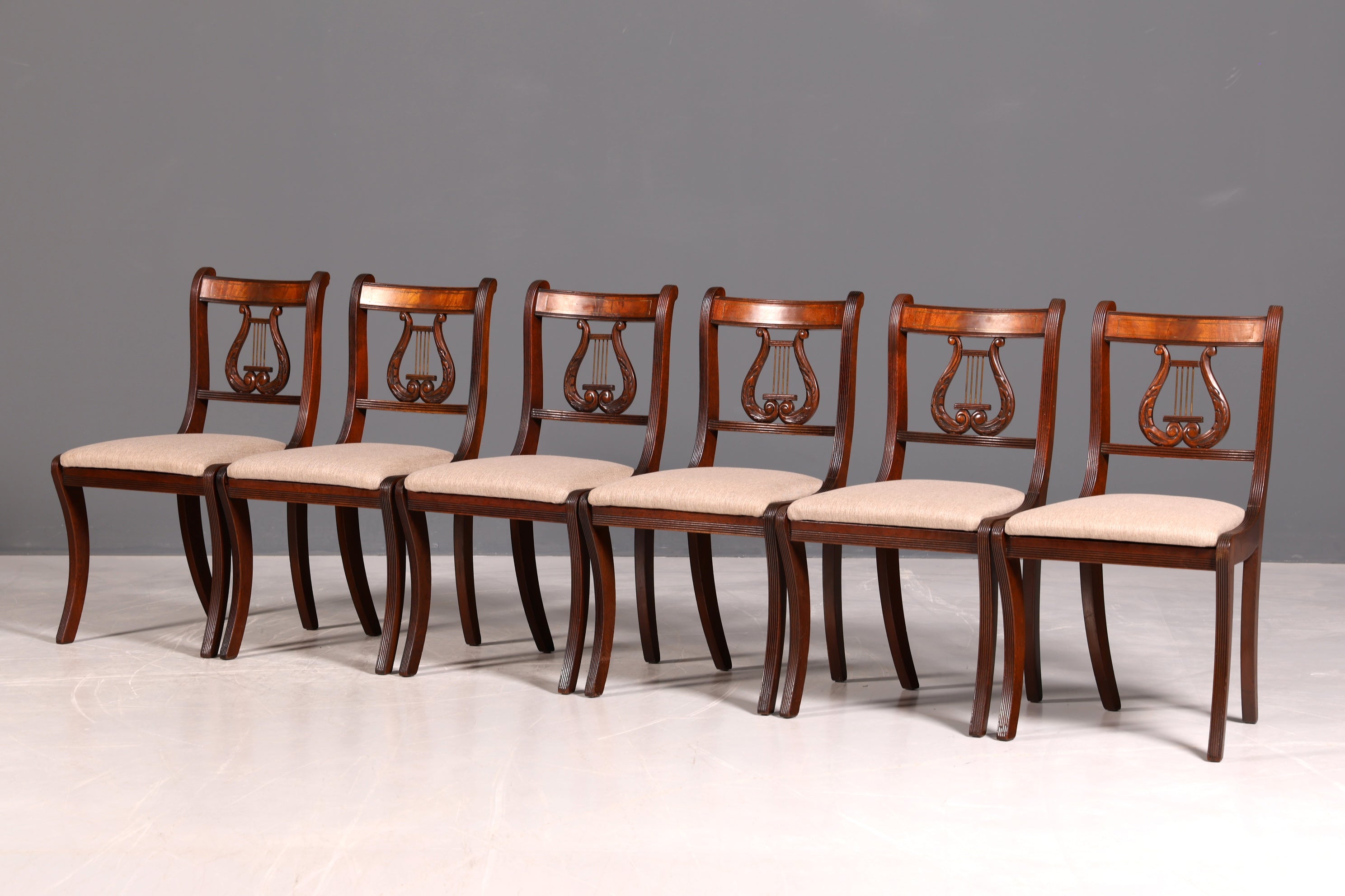 G211 Finish cm 6x Edle Englische Stühle Englisch Dining Chairs Antik 60er Jahre Regency Küchenstühle Stuhlset (Kopie 2)