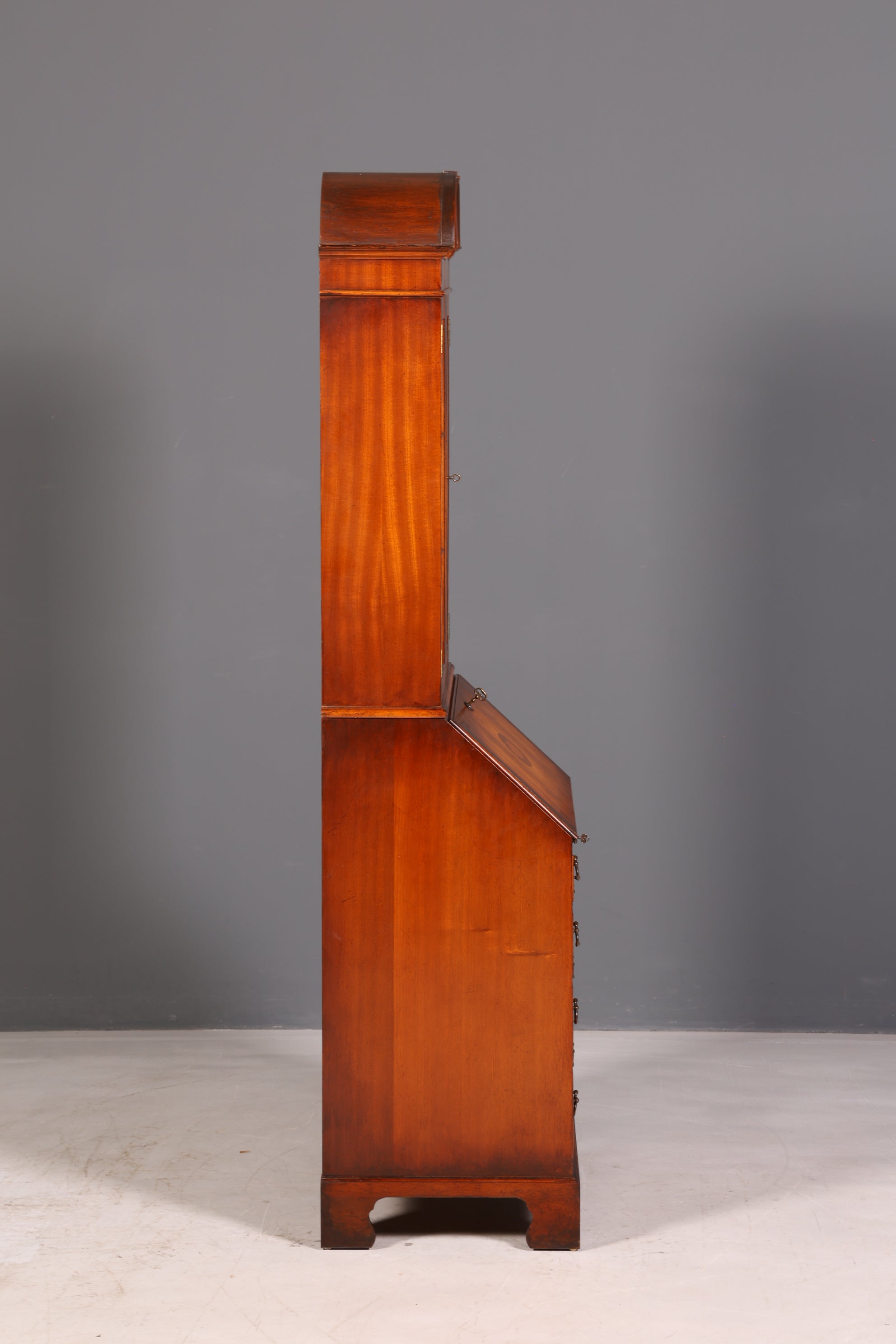 Beautiful English escritoire, secretary desk, bookcase, display cabinet, mahogany, antique office writing desk, UK