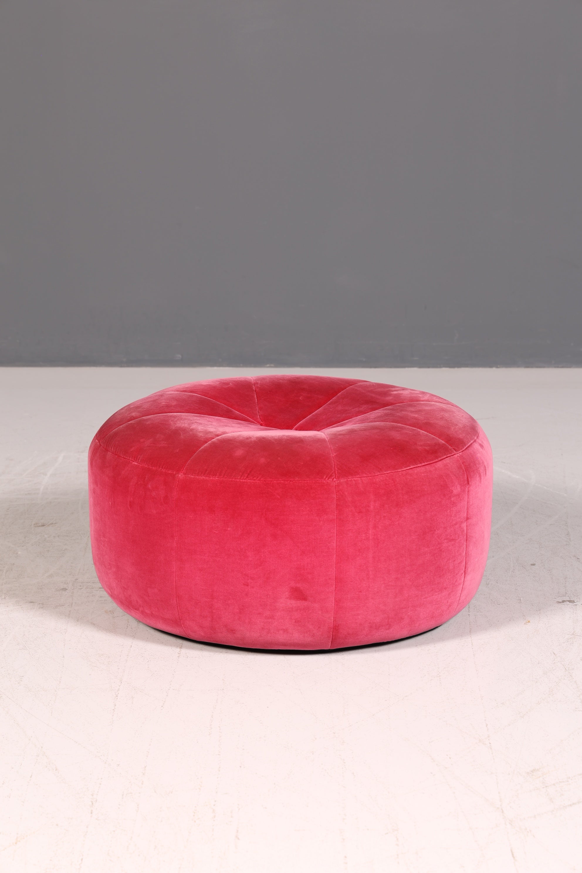 Noble Ligne Roset Pumpkin Armchair with Ottoman Pink Velvet Designer Lounge Chair Pierre Paulin Pouf Vintage