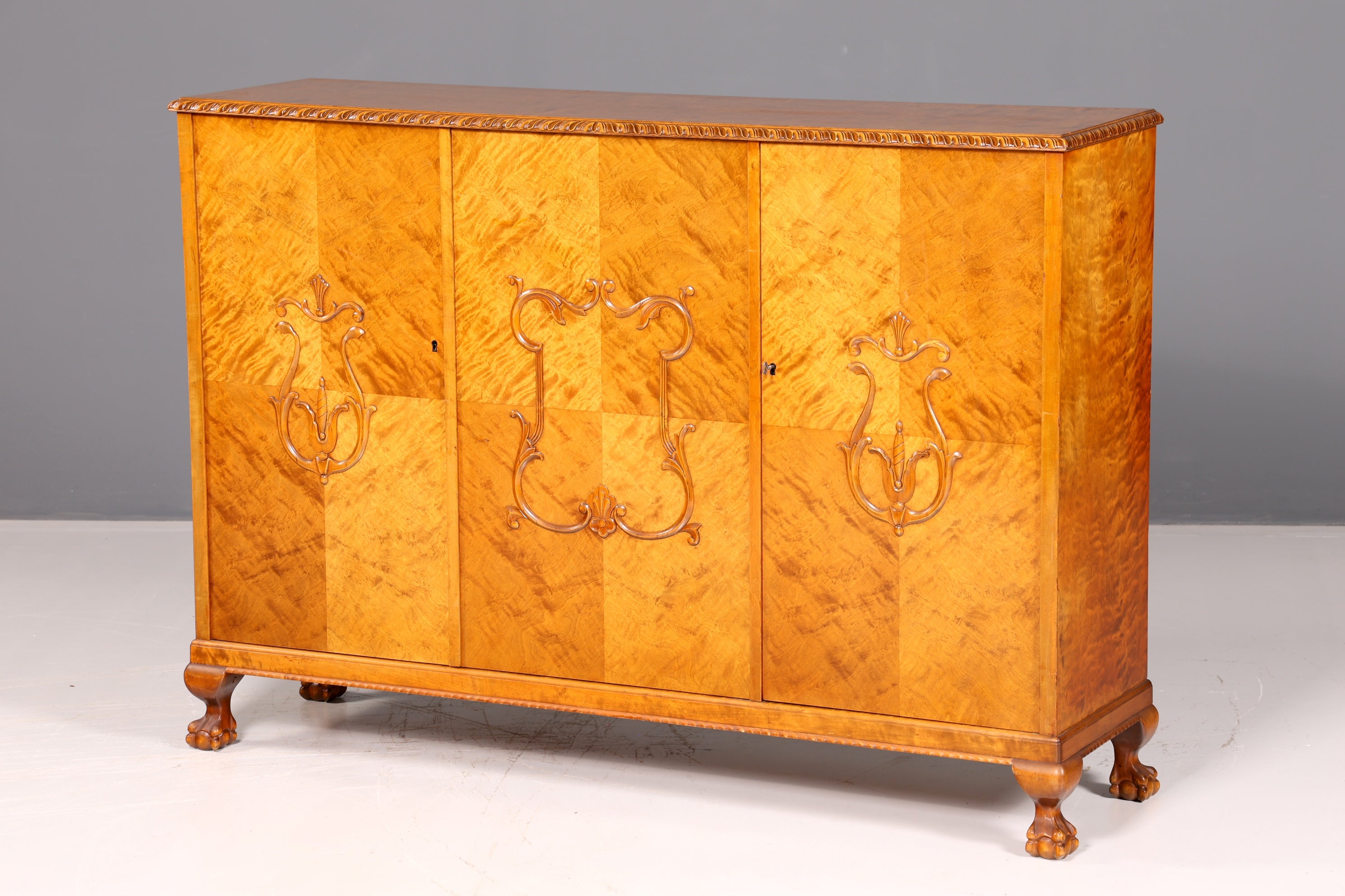 Stylish Original Art Deco Cabinet Sideboard Highboard Dresser circa 1930 Antique Solid Wood