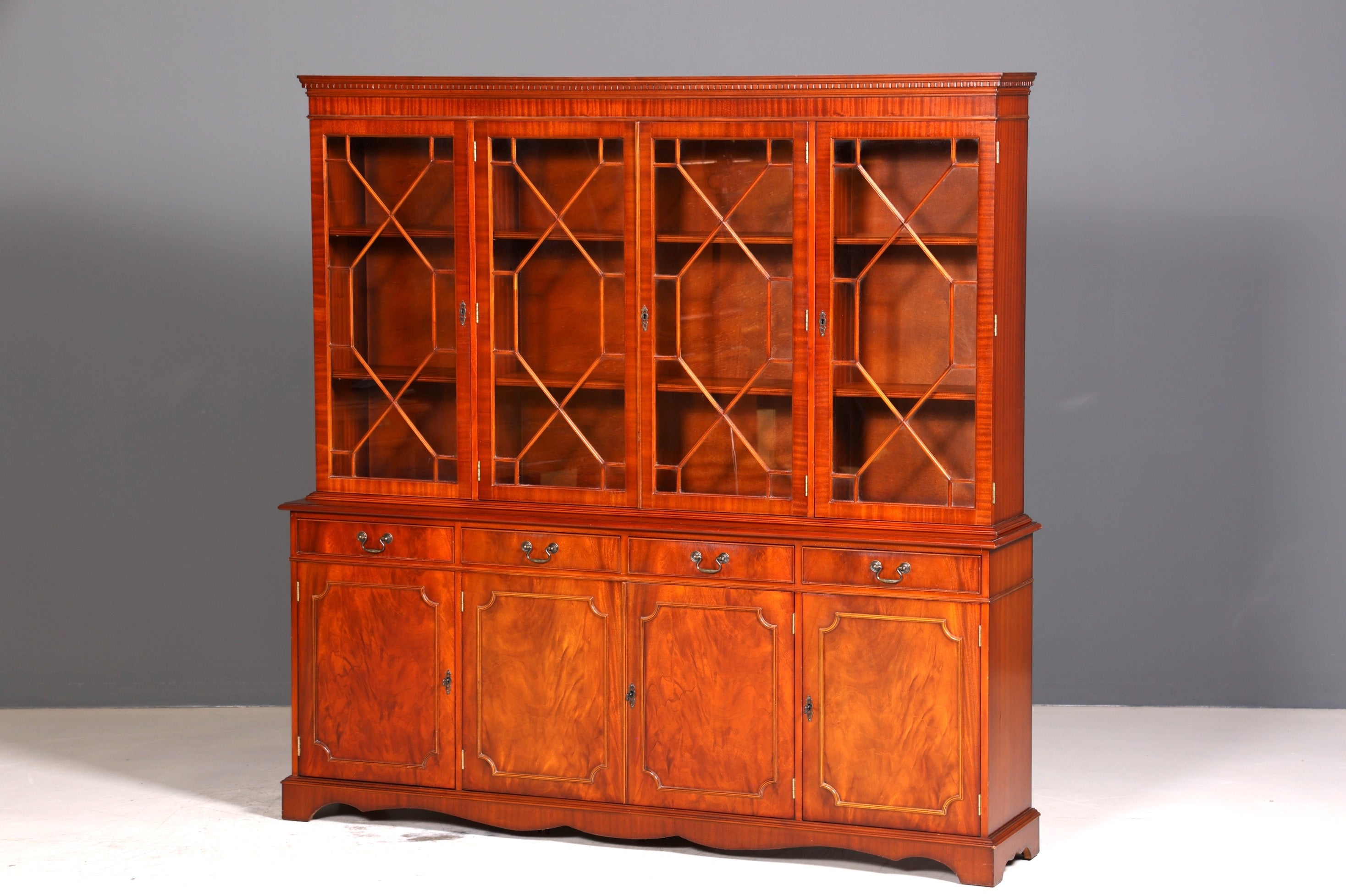 Wunderschöne Englische Vitrine Bücherschrank Buffet Antik Stil Englisch Mahagoni Glasvitrine Bibliothek