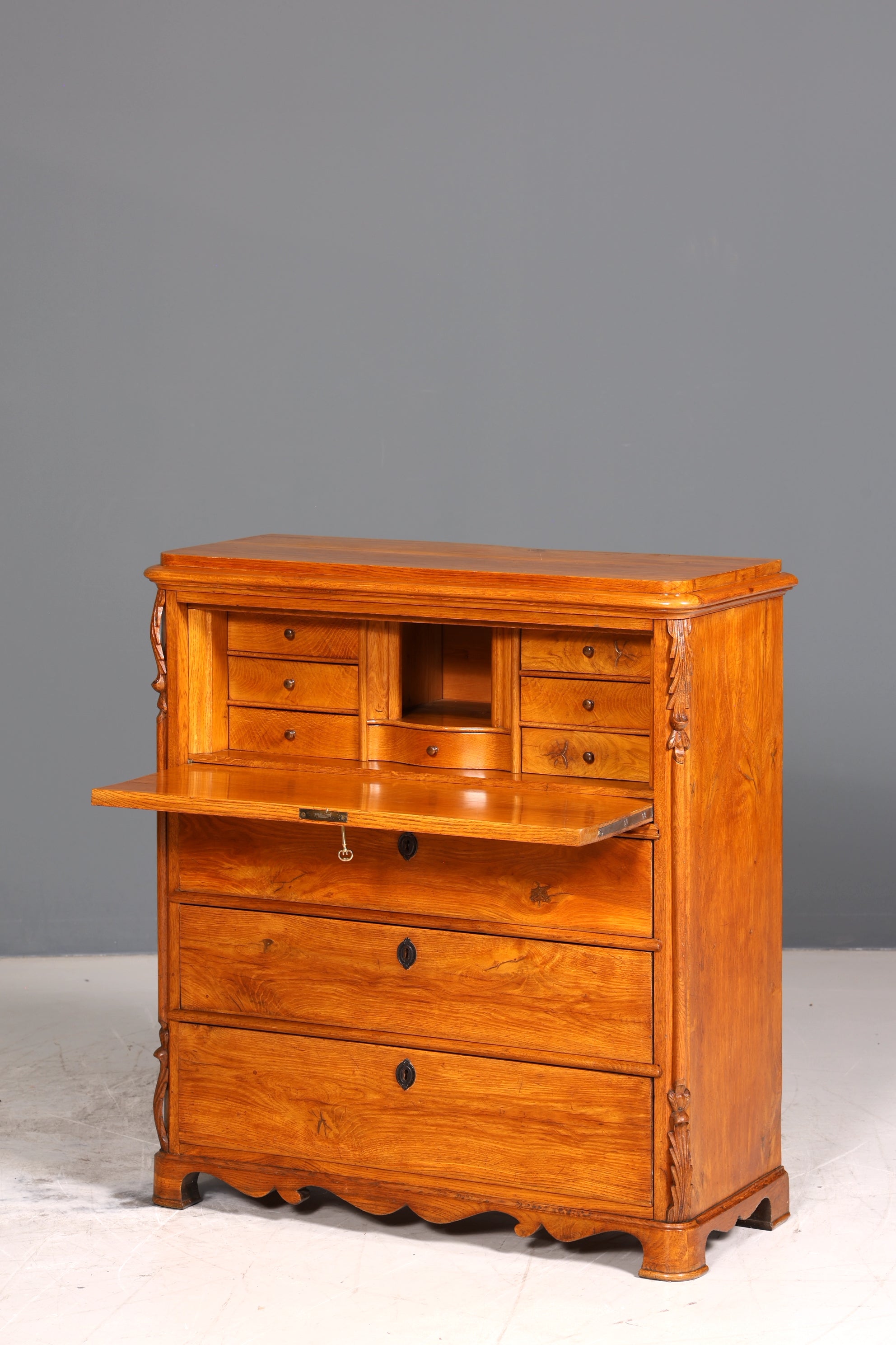 Stilvoller Biedermeier Sekretär um 1860 Vertiko Antik Kommode Louis Philippe Schreibkommode