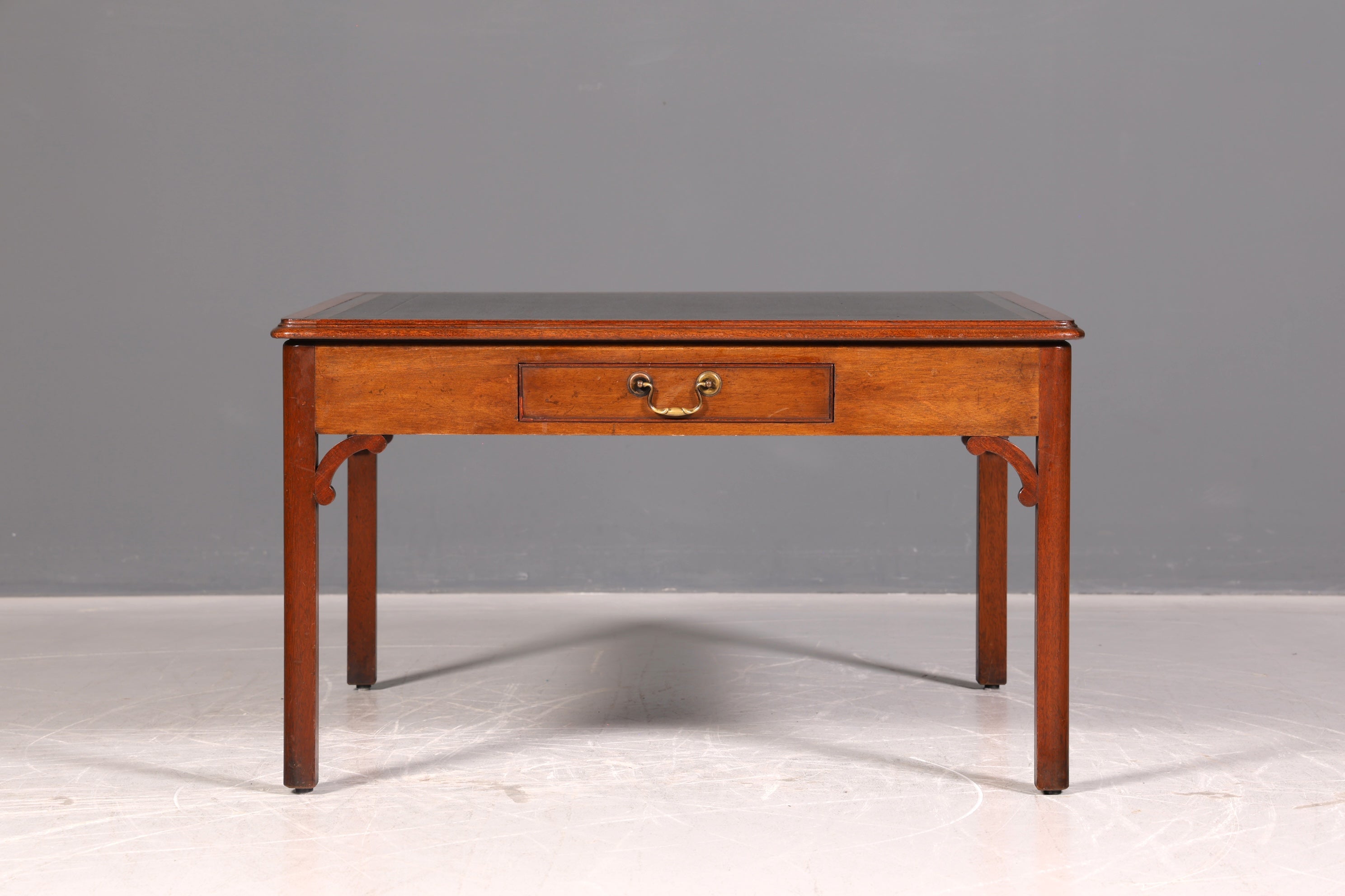 Wunderschöner Englischer Couchtisch Mahagoni Echt Lederauflage Beistelltisch Ablagetisch Antik Vintage