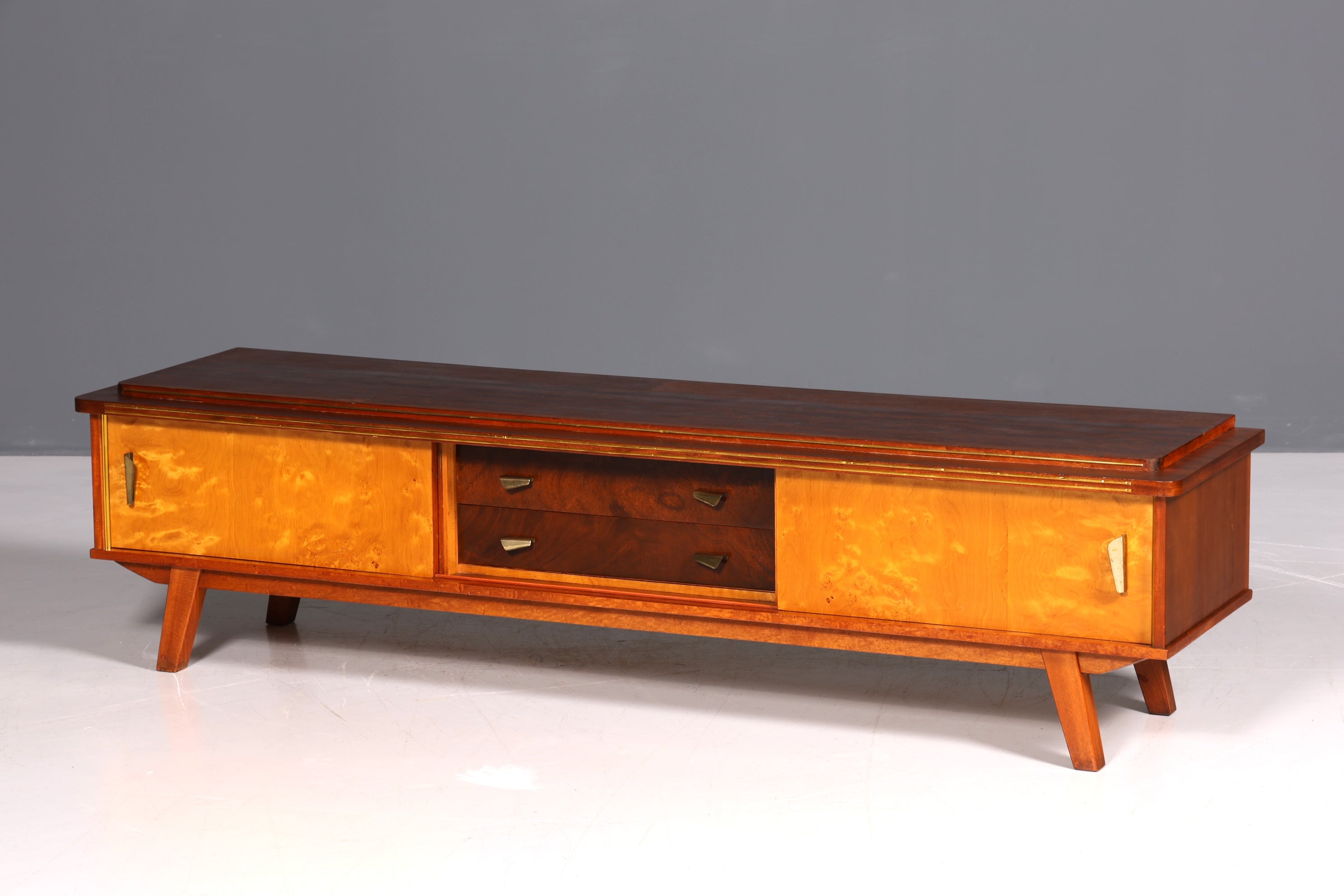 Mid Century Sideboard Vintage TV Kommode 60s Schiebetür Schrank Longboard Retro Lowboard