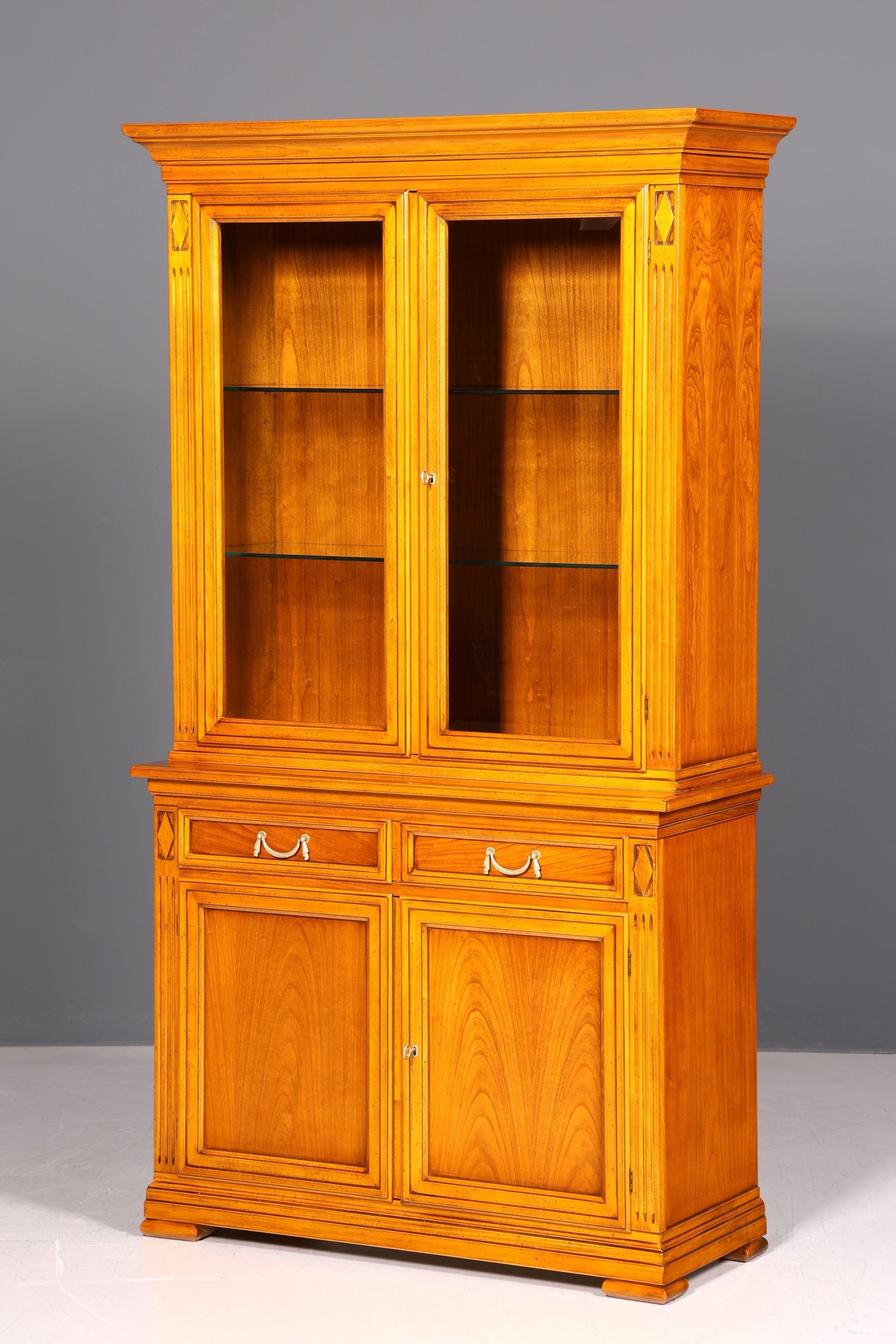 Traumhafte Original Selva Vitrine Villa Borghese Antik Massivholz Buffet Schrank Bibliothek Glasvitrine Made in Italy