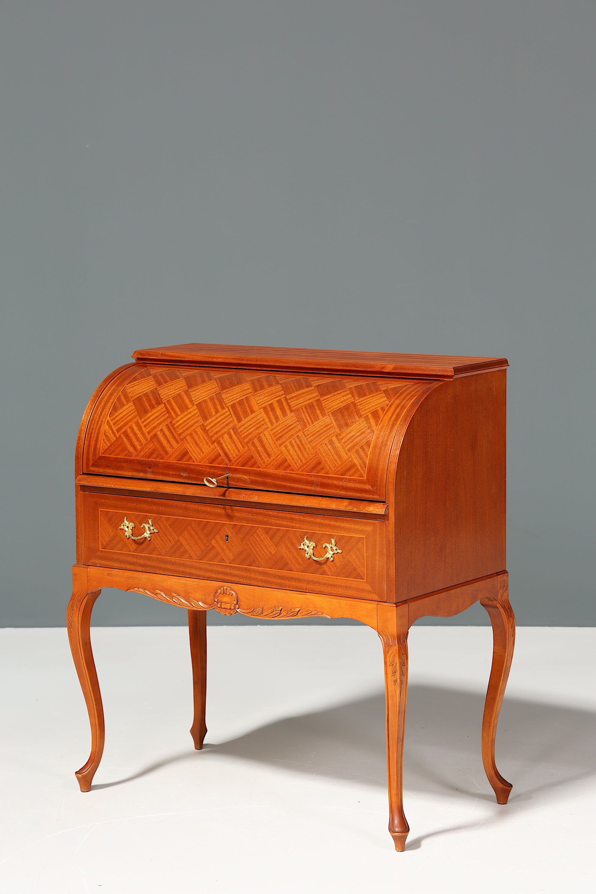 Stilvoller Schwedischer Rolladen Sekretär echt Holz Büro Kommode skandinavisches Design