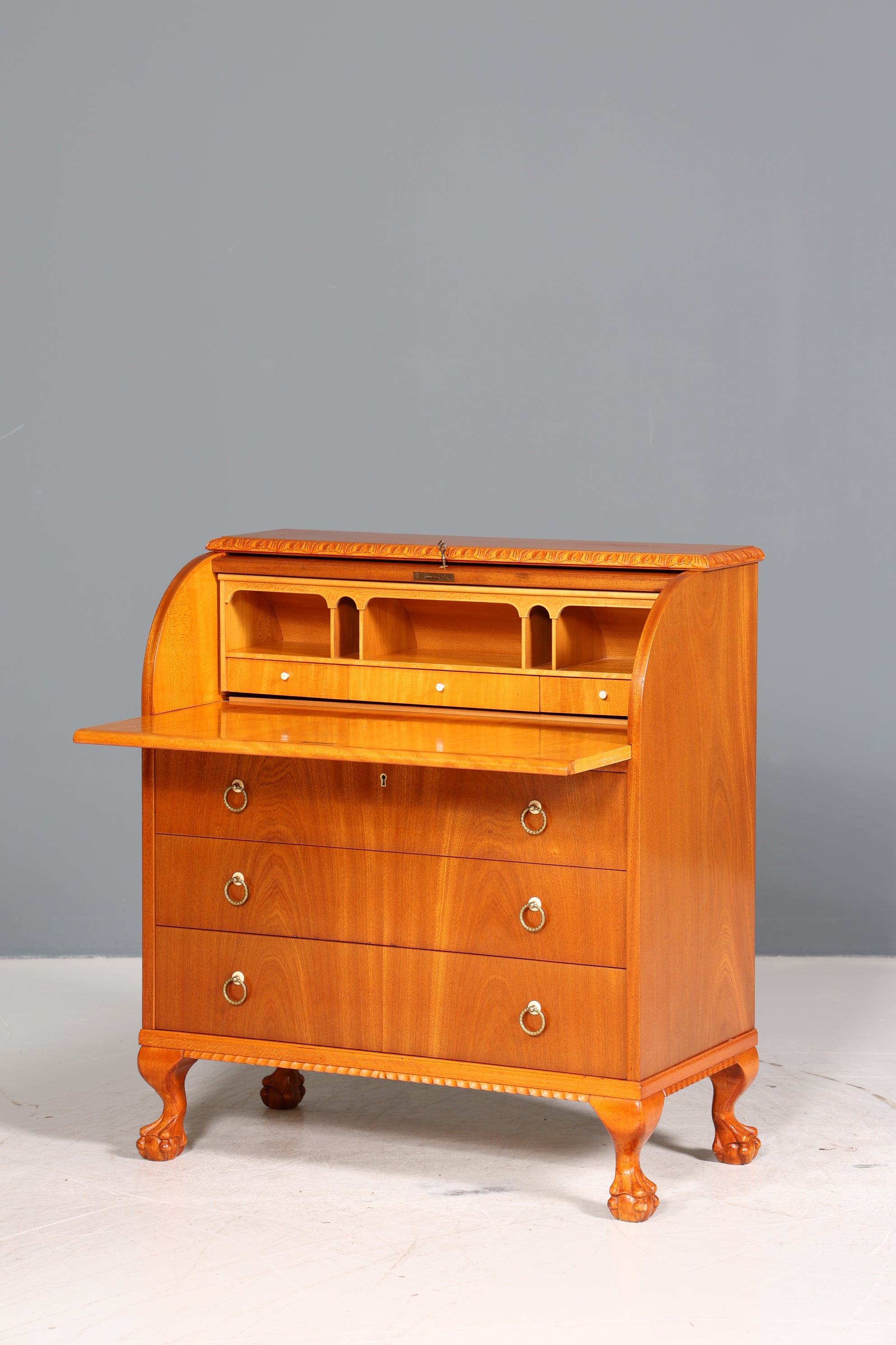 Traumhafter Rollladen Sekretär um 1930 Büro Kommode echt Holz Barock Stil Schreibtisch Bürokommode