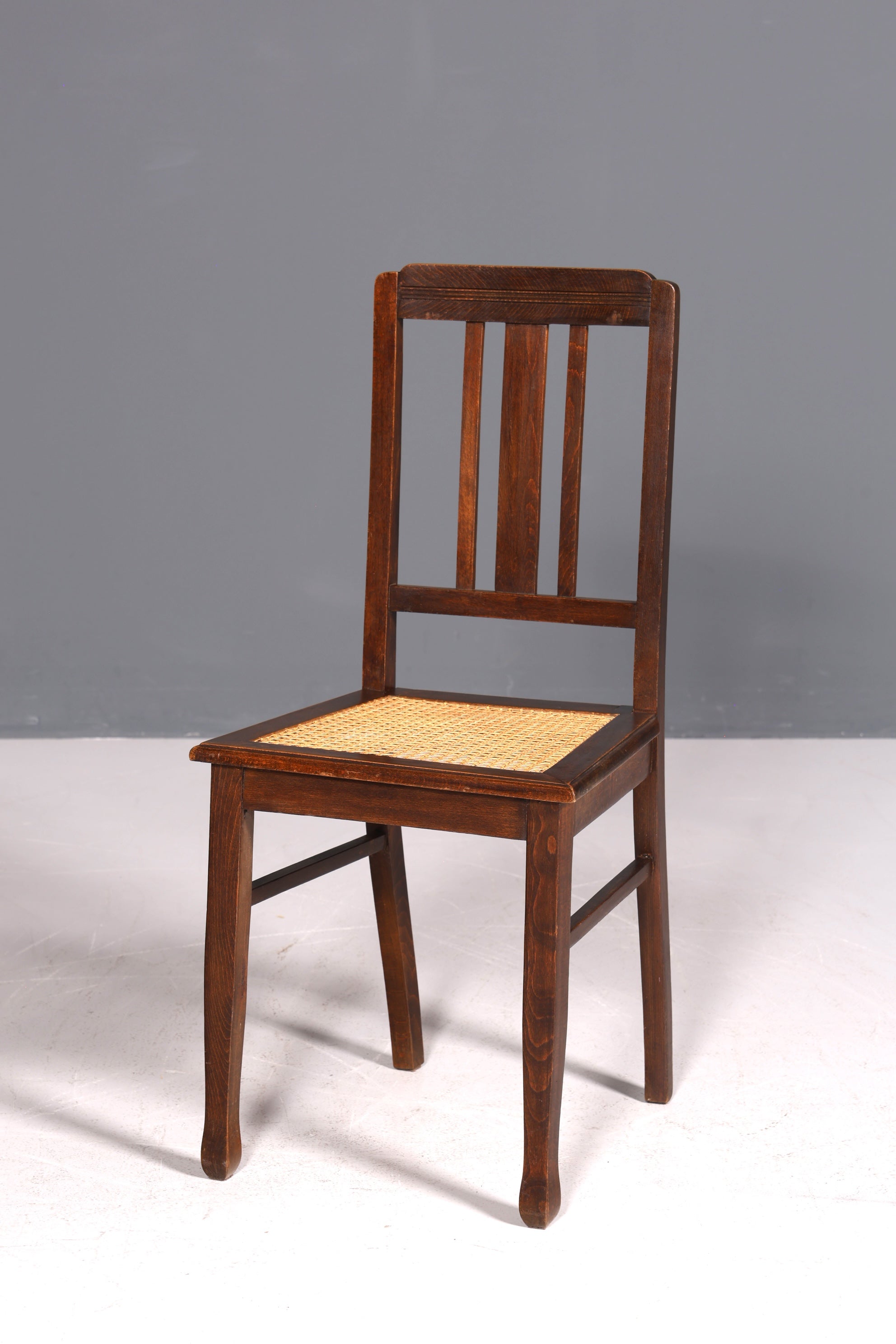 Traumhafter Jugendstil Stuhl Sekretär Stuhl Antik Eiche Korbgeflecht Küchenstuhl um 1900