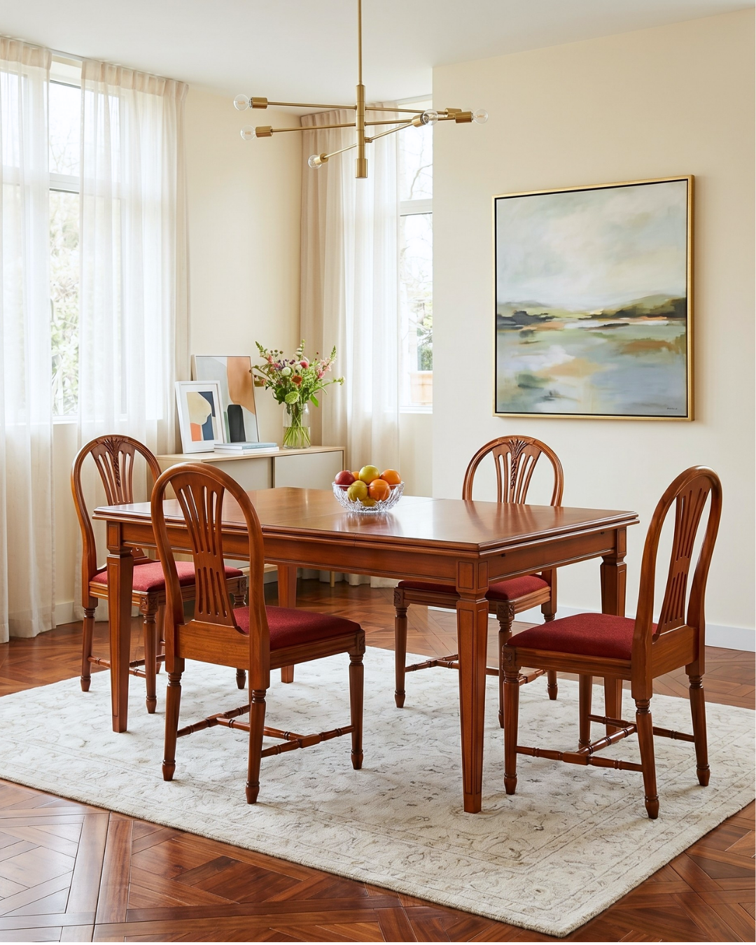 4x Edle Englische Stühle Englisch Dining Chairs Antik 60er Jahre Regency Küchenstühle Stuhlset