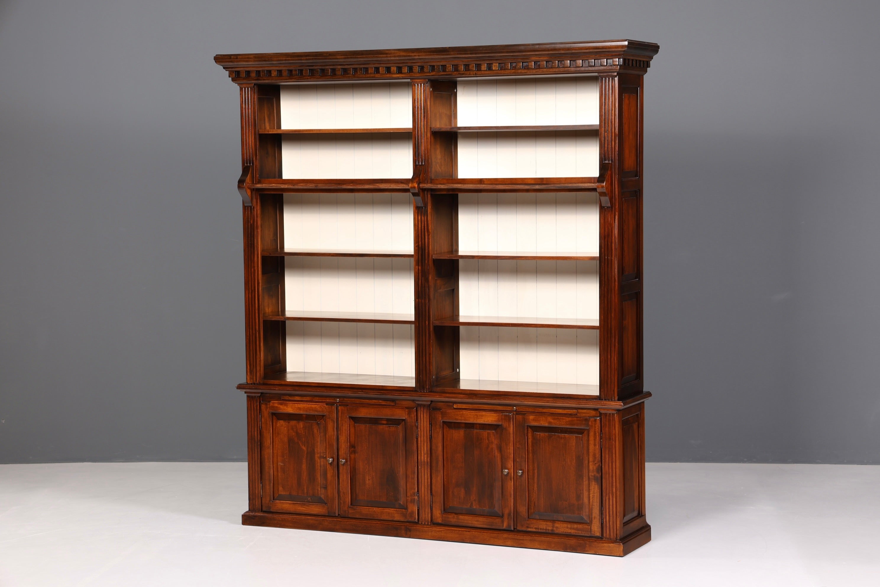 Traumhaftes massiv Holz Regal mit Leiter Kolonial Schrank Antik Stil Bücherregal Kommode Bibliothek