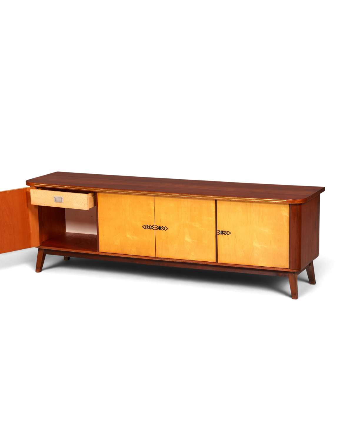 G135 Finish Schlichtes Mid Century Sideboard Vintage TV Kommode 60s Schrank Longboard Retro Lowboard