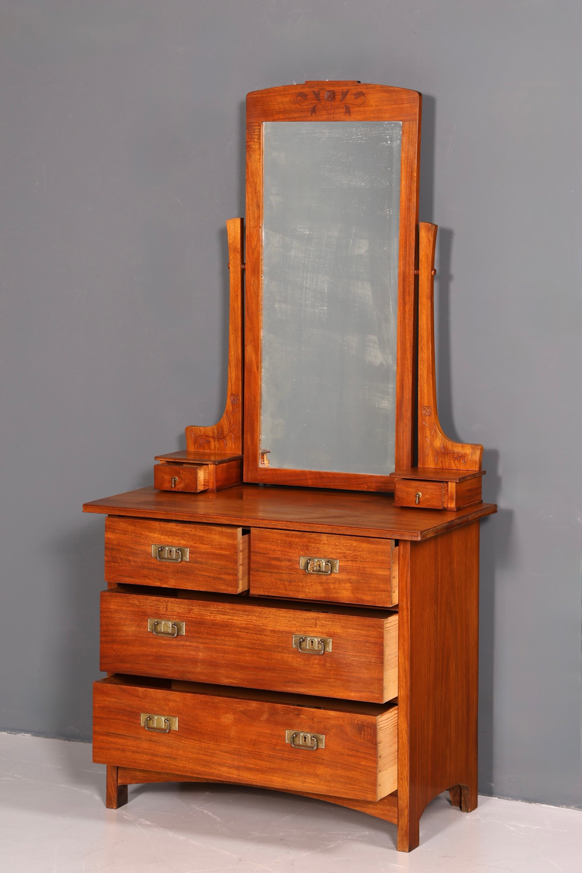 G383 Finish Traumhafte Jugendstil Kommode Antik Sideboard mit Spiegel Flurkommode Frisierkommode (Kopie)