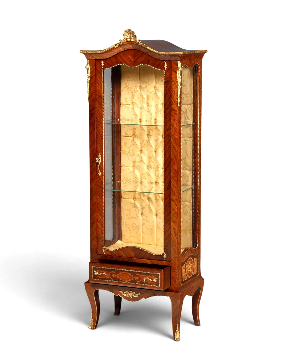 Traumhafte Barock Stil Vitrine Antik Stil Sammler Schrank Intarsien Glasschrank