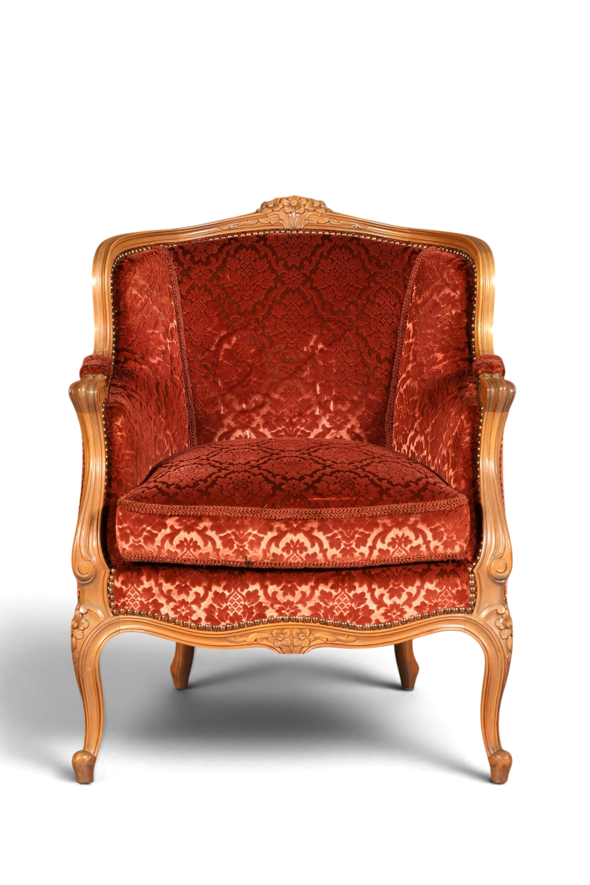 Edler Chippendale Armlehnsessel Barock Stil Sessel Samt Stoff Armchair Sessel 1 von 2