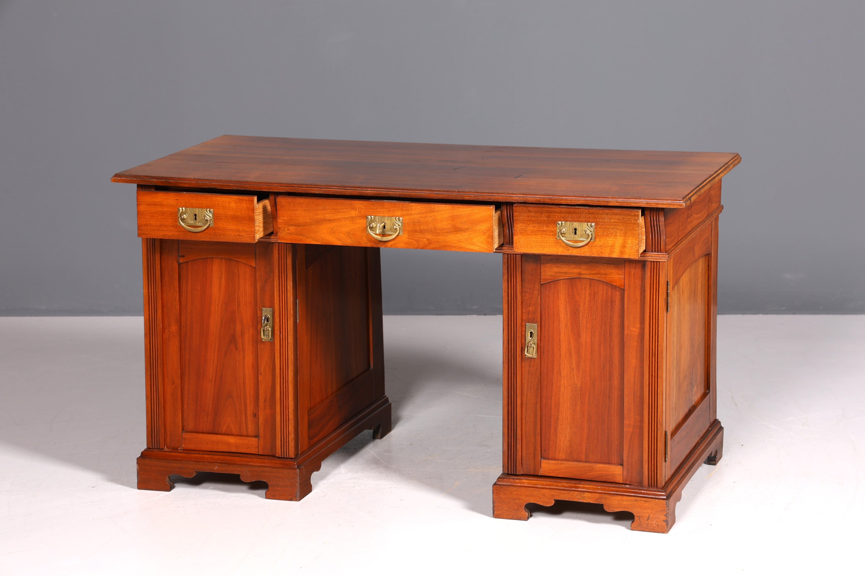 Traumhafter Jugendstil Schreibtisch Eiche Holz Gründerzeit Desk Antik Bürotisch Office Desk
