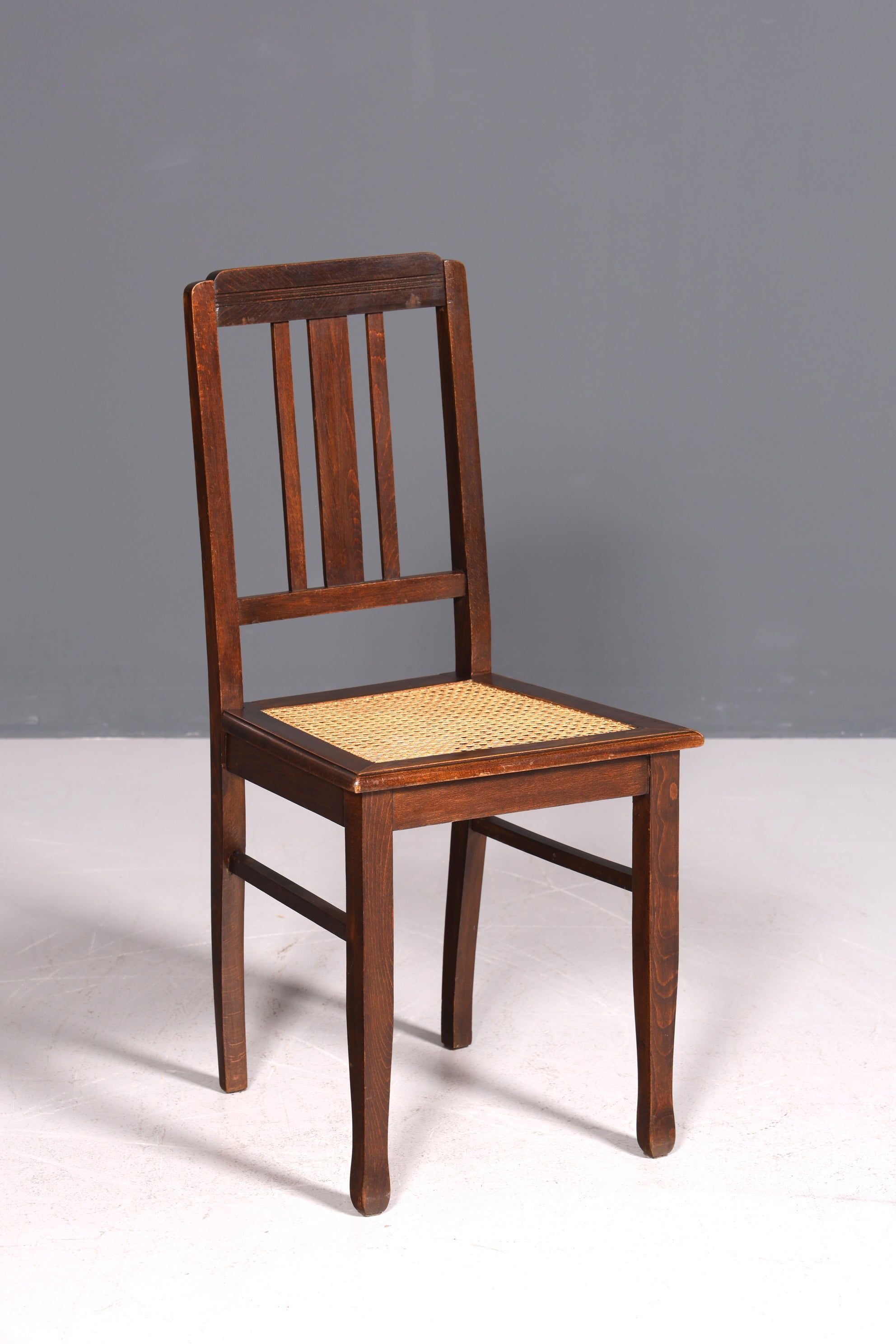 Traumhafter Jugendstil Stuhl Sekretär Stuhl Antik Eiche Korbgeflecht Küchenstuhl um 1900