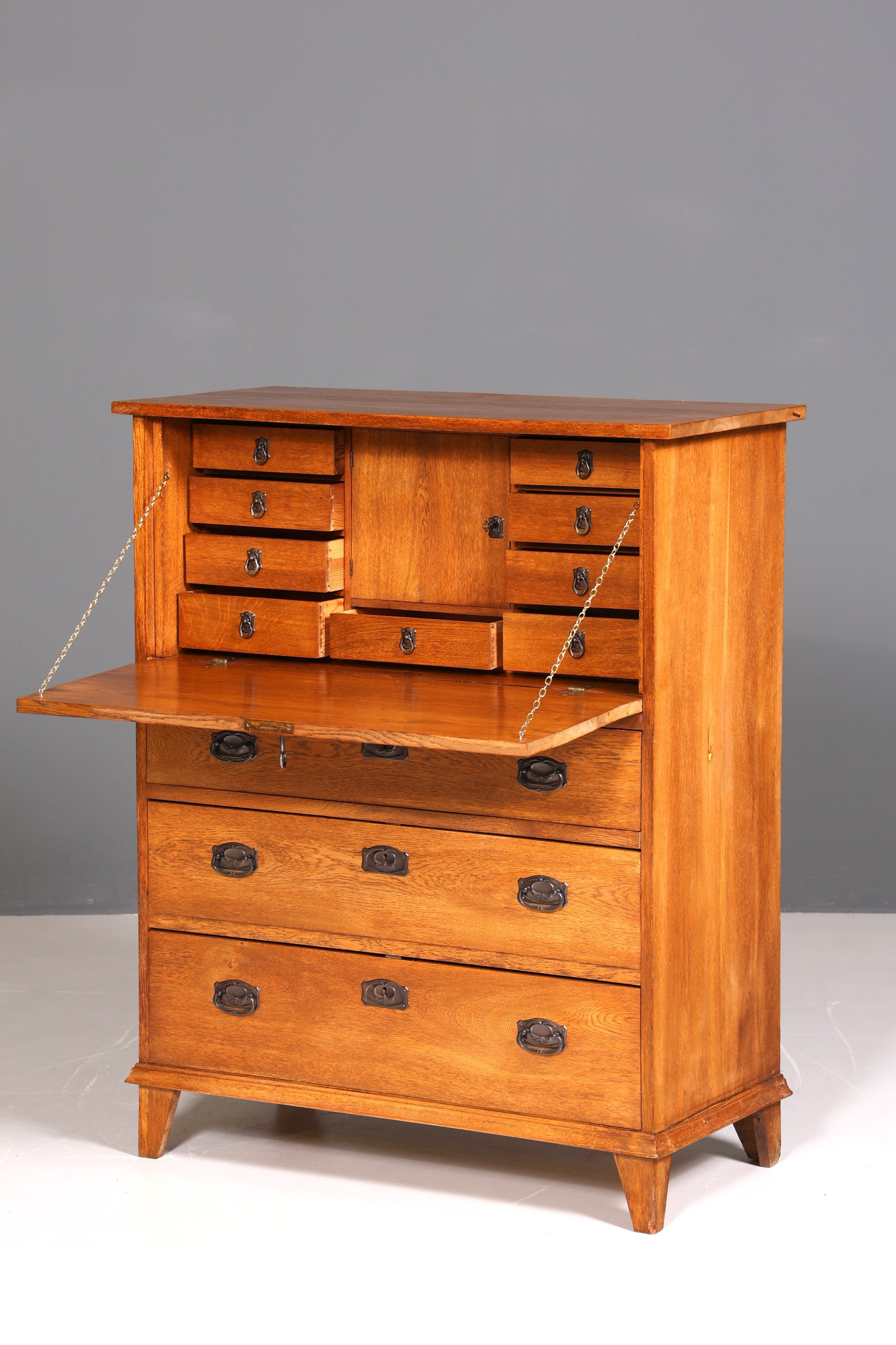 Wunderschöner Jugendstil Sekretär Gründerzeit Vertiko Antik Kommode um 1900 Eiche Massiv