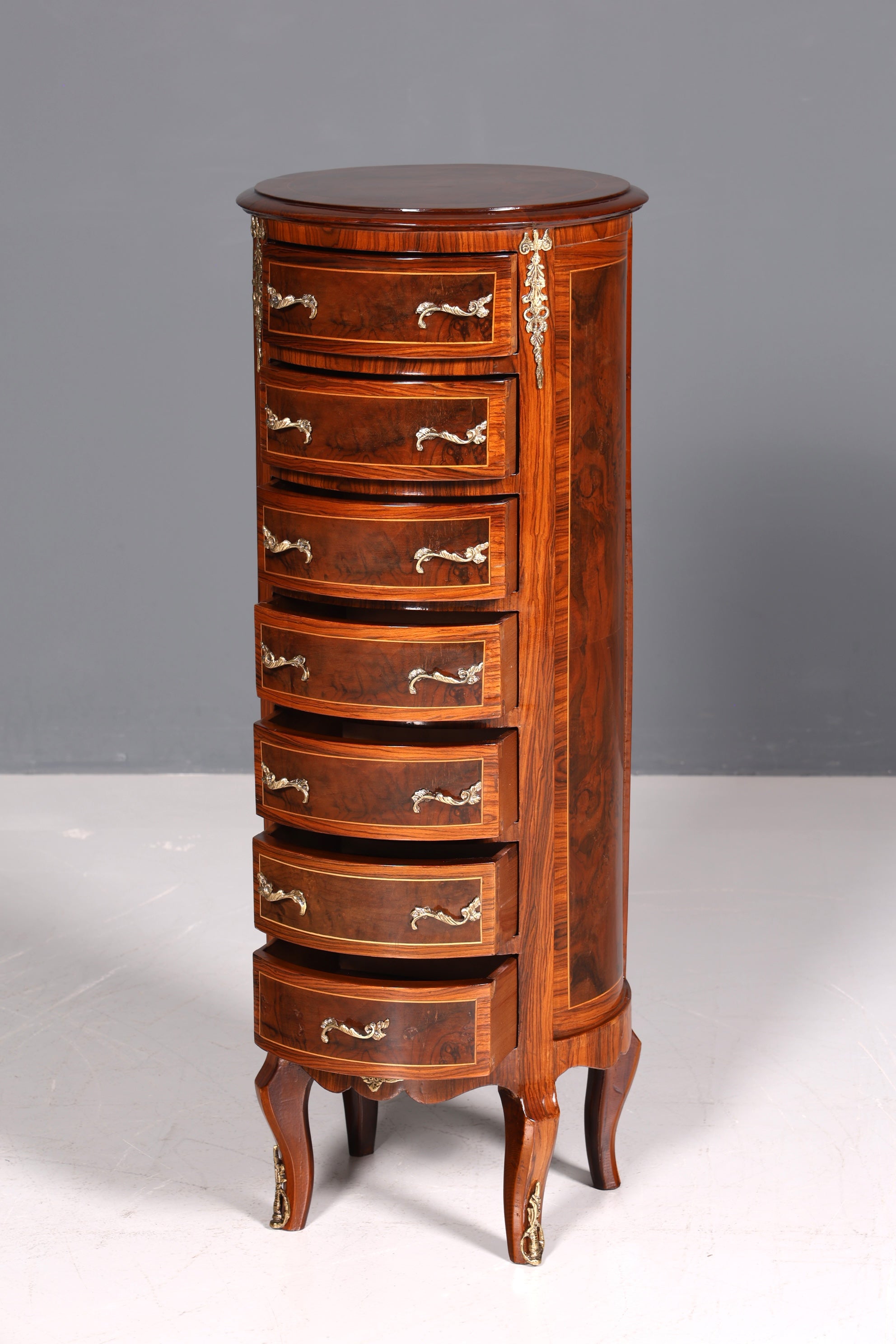 Wunderschöne Barock Stil Kommode Vertiko Schubladenkommode Intarsien 7-Schübige Kommode