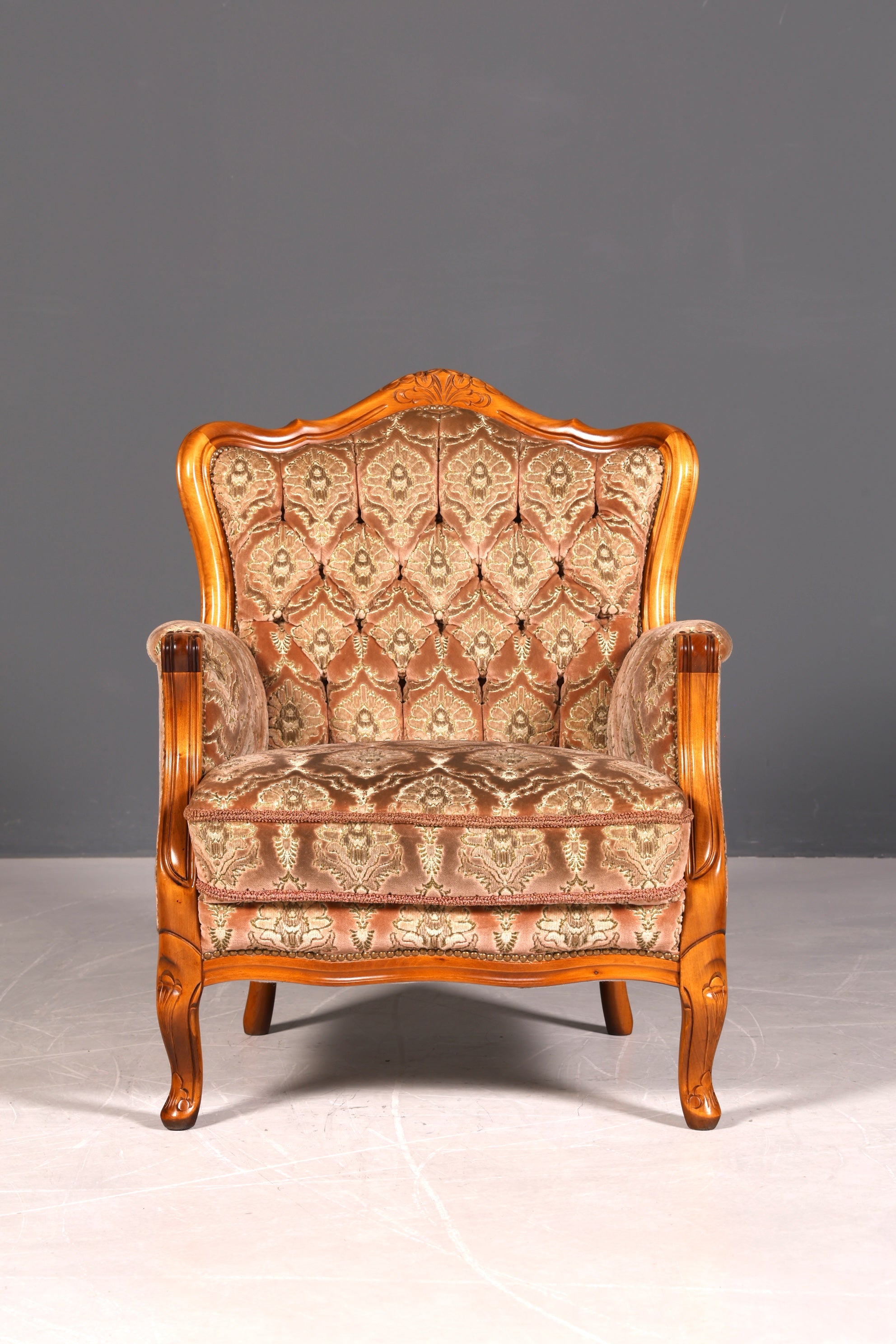 Edler Chippendale Armlehnsessel Barock Stil Sessel Armchair Samt Stoff Sessel 2 von 2