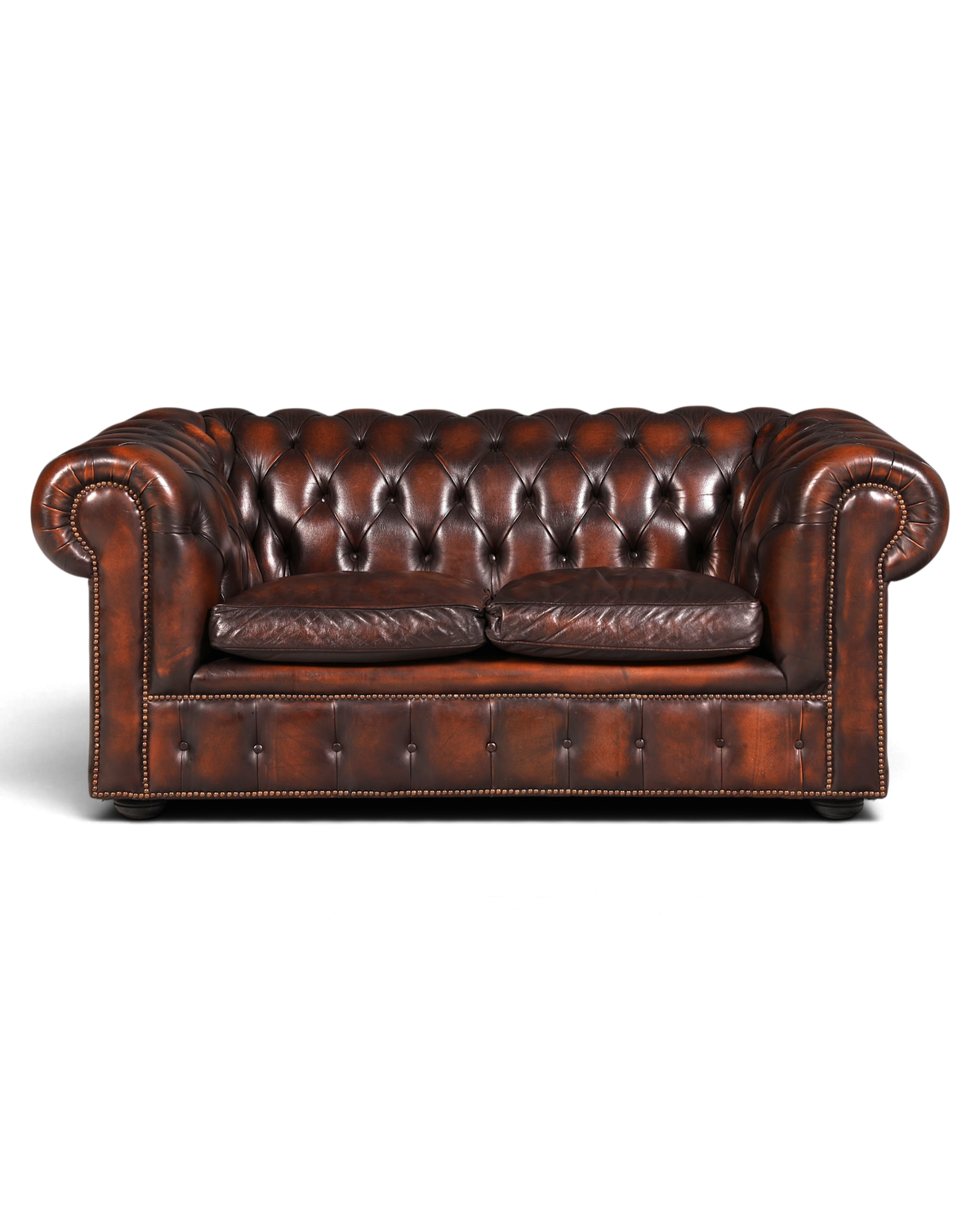 Edles Original Chesterfield Sofa 2-Sitzer Couch Echt Leder Englisch Antik Polstersofa