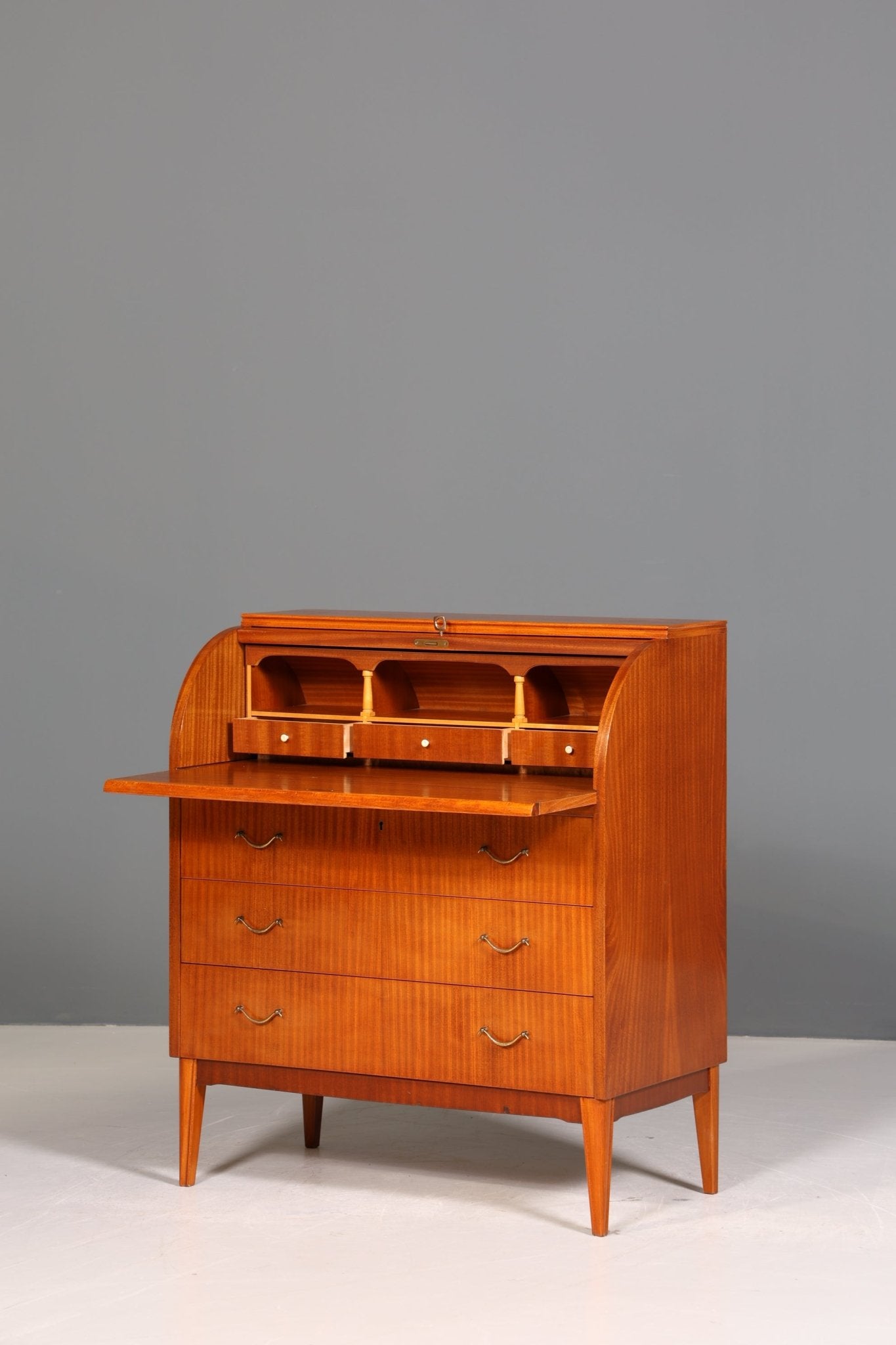 Wunderschöner Mid Century Rollladen Sekretär echt Holz Büro Schrank Vintage Schreibkommode