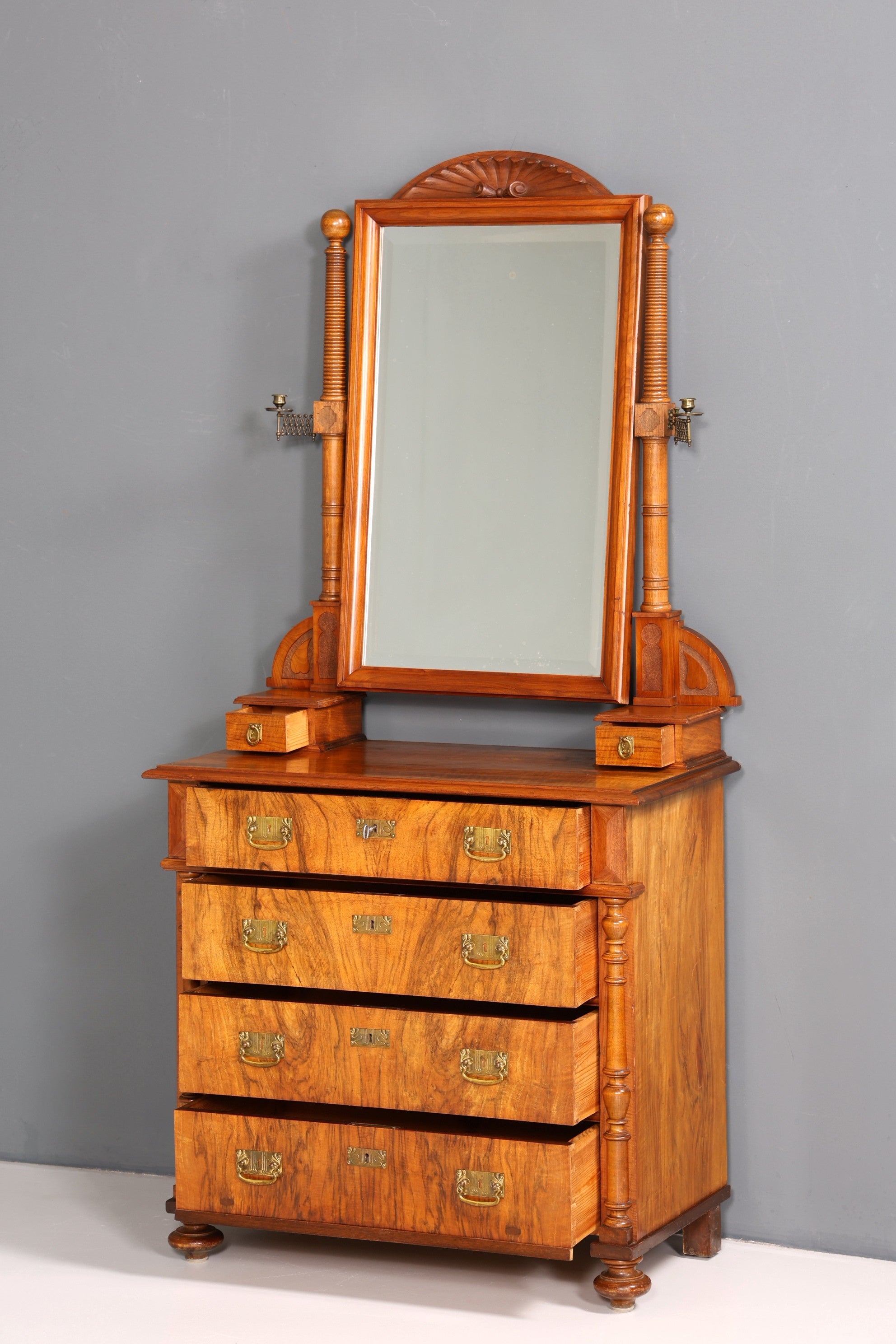 Wunderschöne Gründerzeit Kommode Antik Louis Philippe Sideboard mit Spiegel Flurkommode