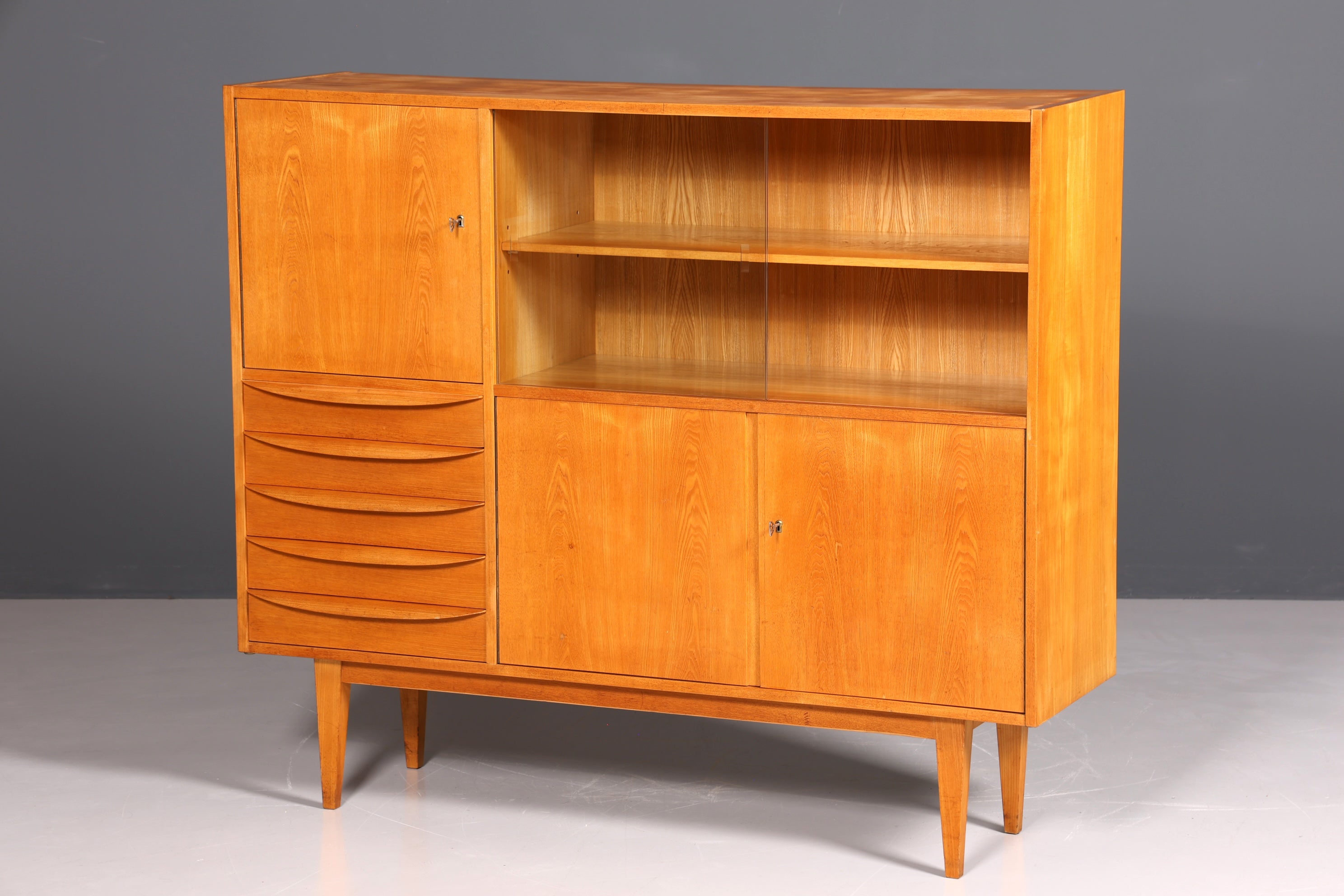 Original Hellerau Mid Century Vitrine Schrank Franz Ehrlich 602 Kommode Bücherregal Highboard