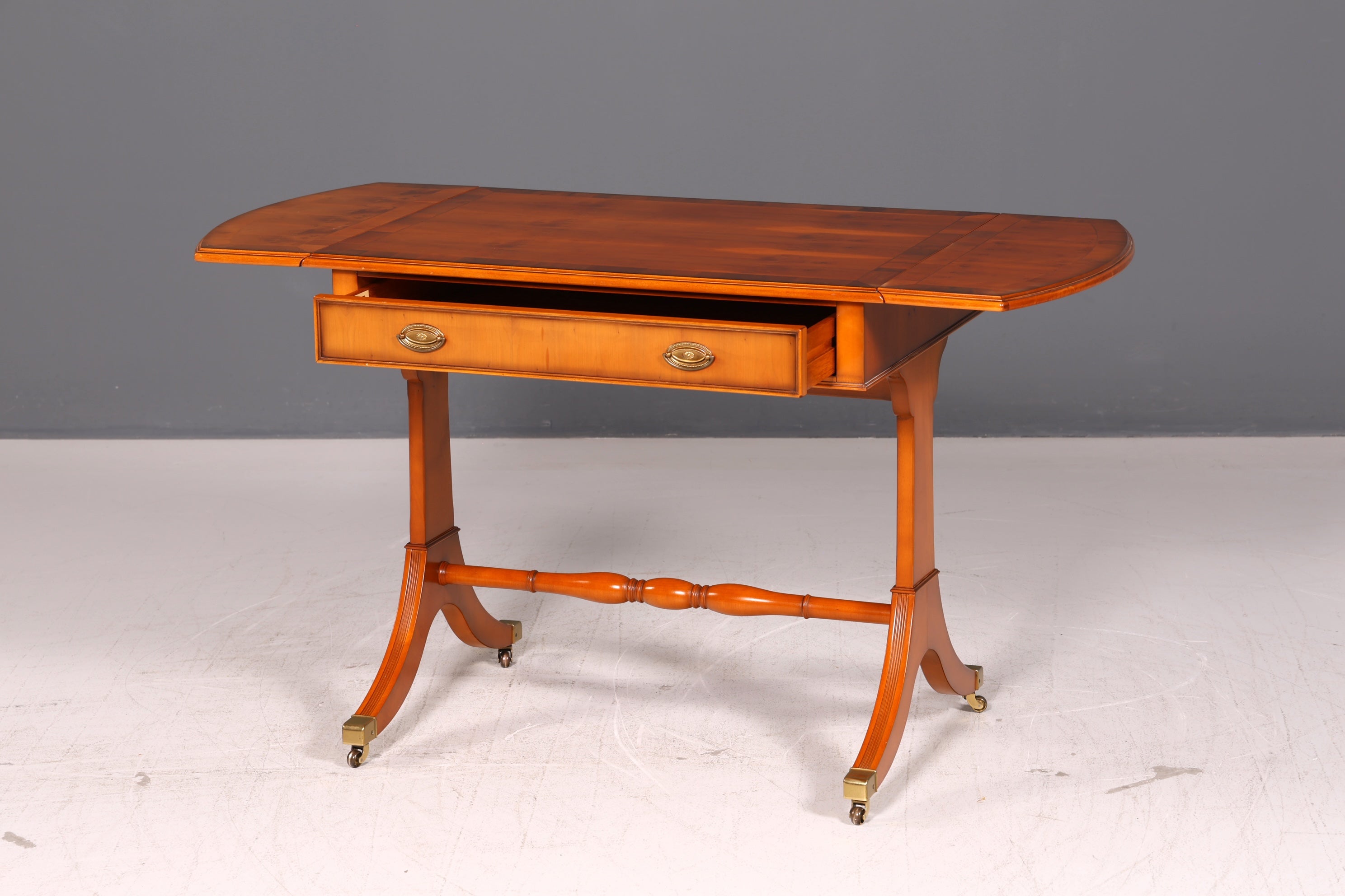 Wunderschöner Original Heldense Englischer Schreibtisch Konsole Konsolentisch Klappbar Bürotisch Antik Office Desk Holz 60s UK