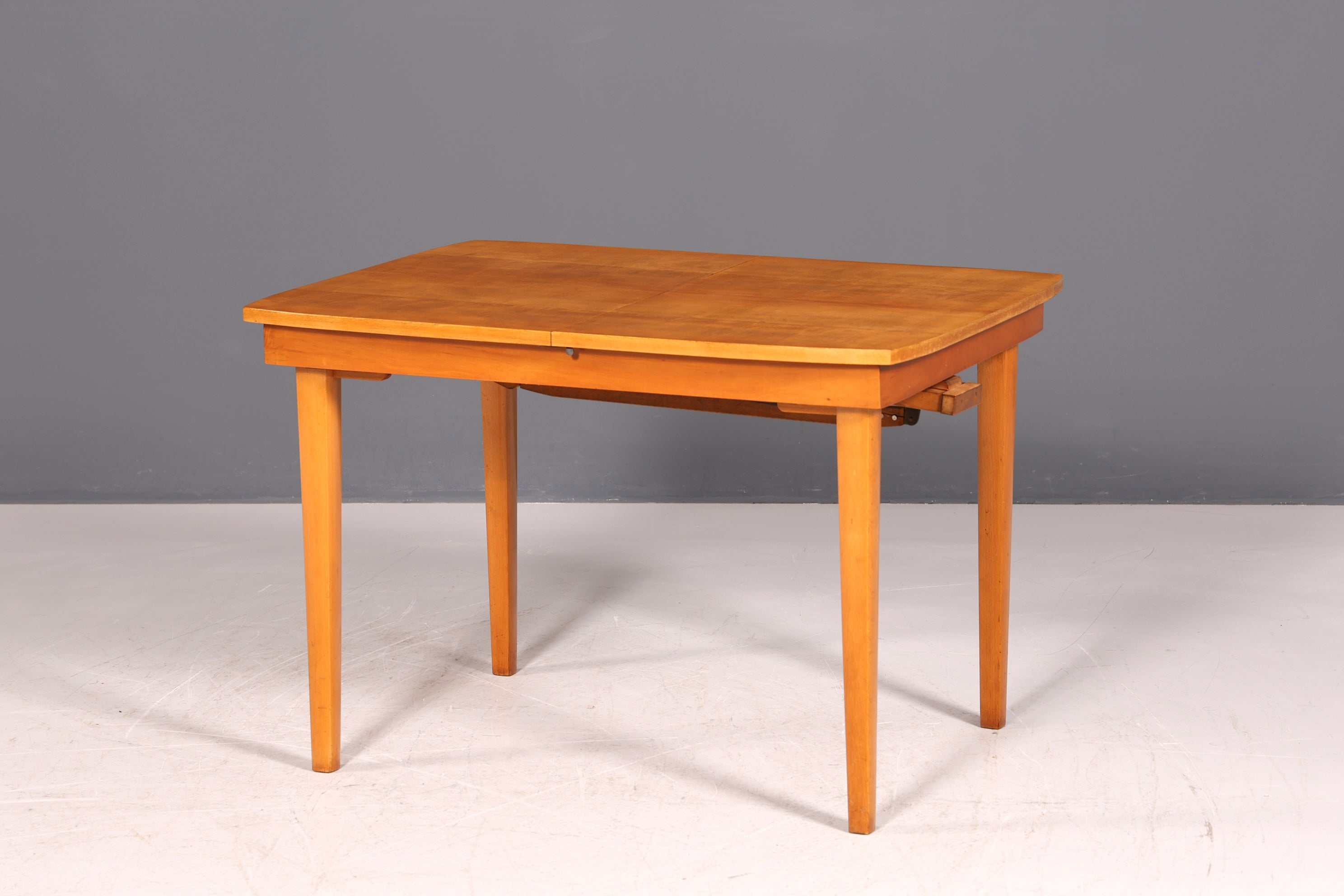 G032 Finish cm, Schlichter Mid Century Esstisch ausziehbarer Vintage Tisch Retro Küchentisch