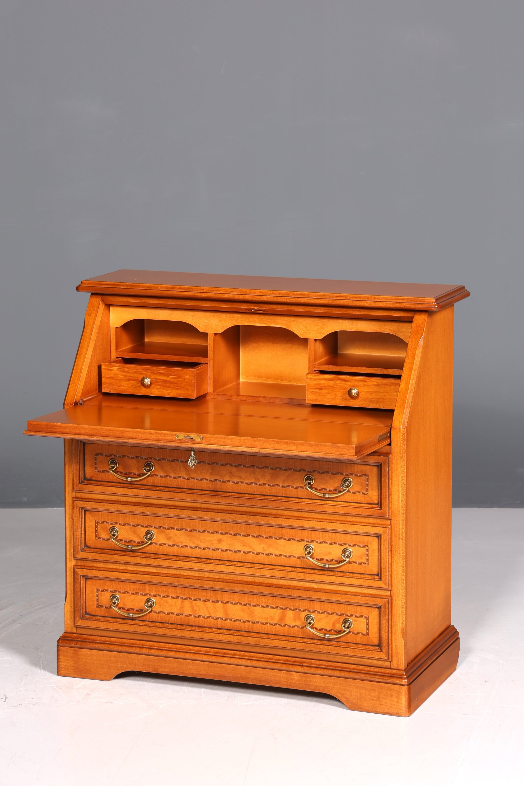 Beautiful original Selva secretary desk, antique style, real wood office desk, office chest of drawers