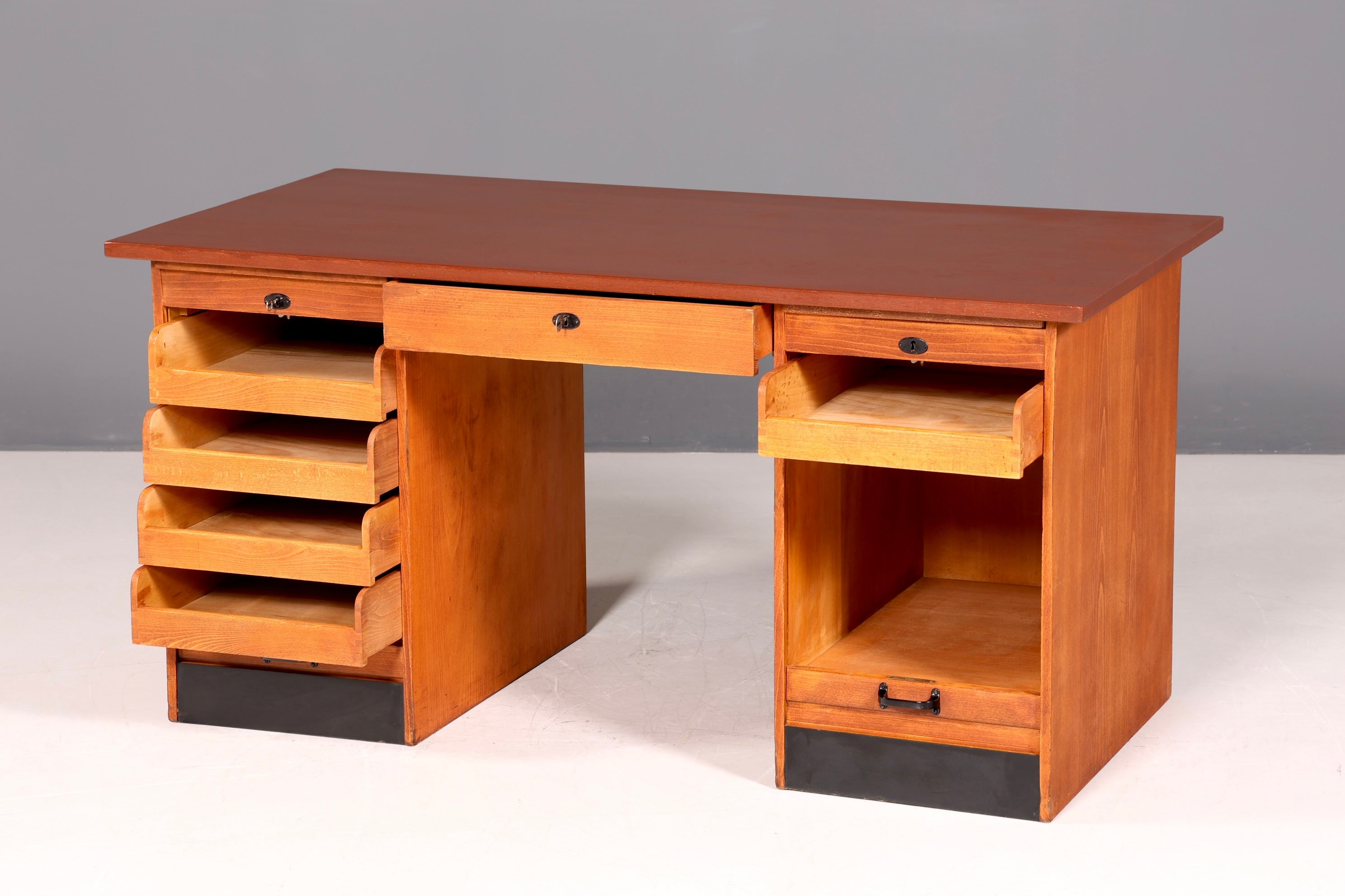 Wunderschöner Bauhaus Rollladen Schreibtisch Mid Century echt Holz Bürotisch Office Table