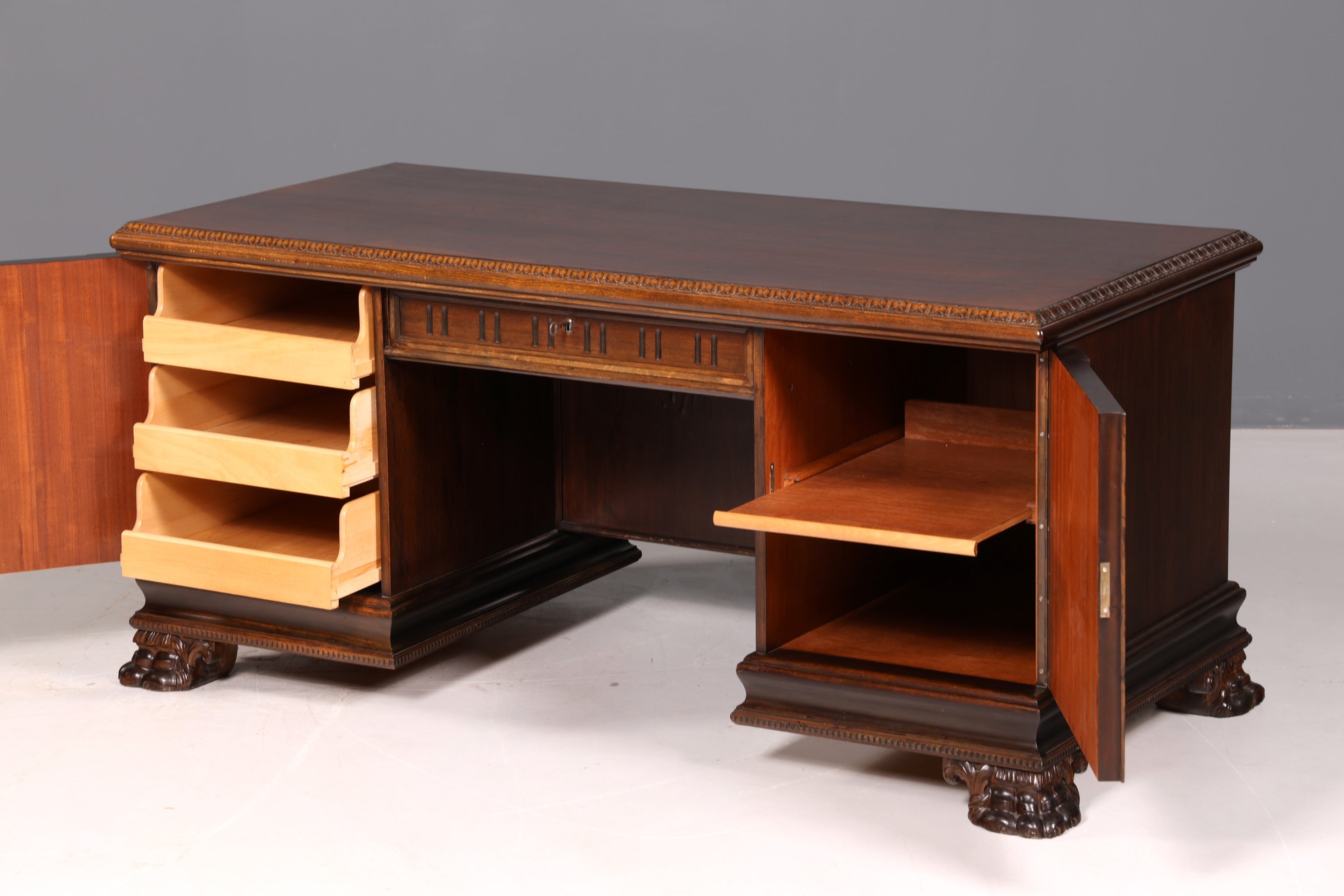 Imposanter Neorenaissance Schreibtisch Herrenzimmer Bürotisch Antik Office Table Echt Holz Vintage