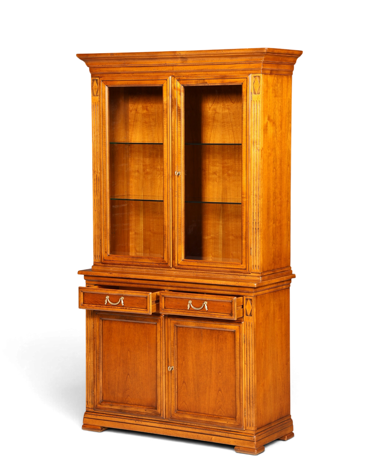 Hauptstadt Möblerei Selva Vitrine Villa Borghese aus massivem Holz im antiken Stil mit Innenbeleuchtung und Glasfront
