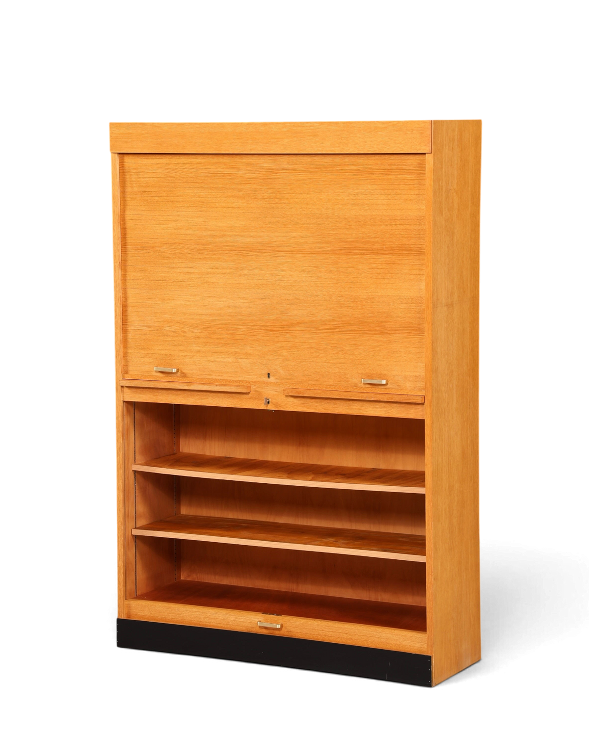 Hauptstadt Möblerei Rollladenschrank aus massivem Holz im Bauhaus Stil mit höhenverstellbaren Regalböden