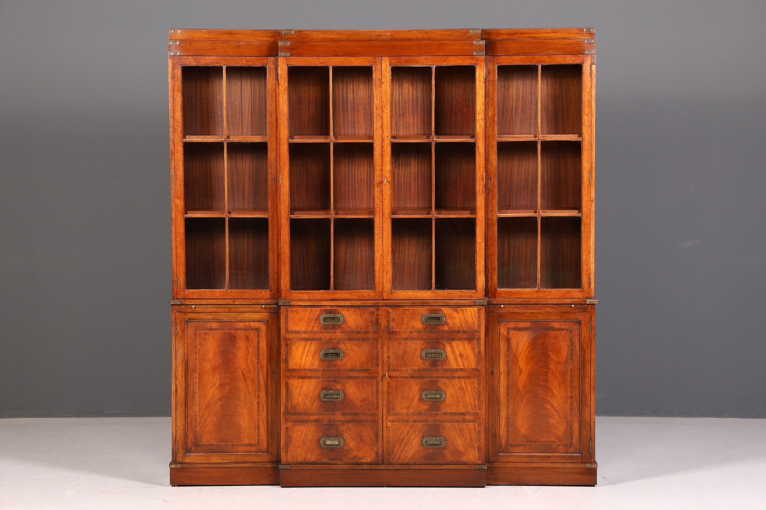 Wunderschöner Maritimer Vitrinenschrank Englisch Bibliothek Bücherschrank Buffet Antik Massiv Echt Holz Schrank UK Vintage