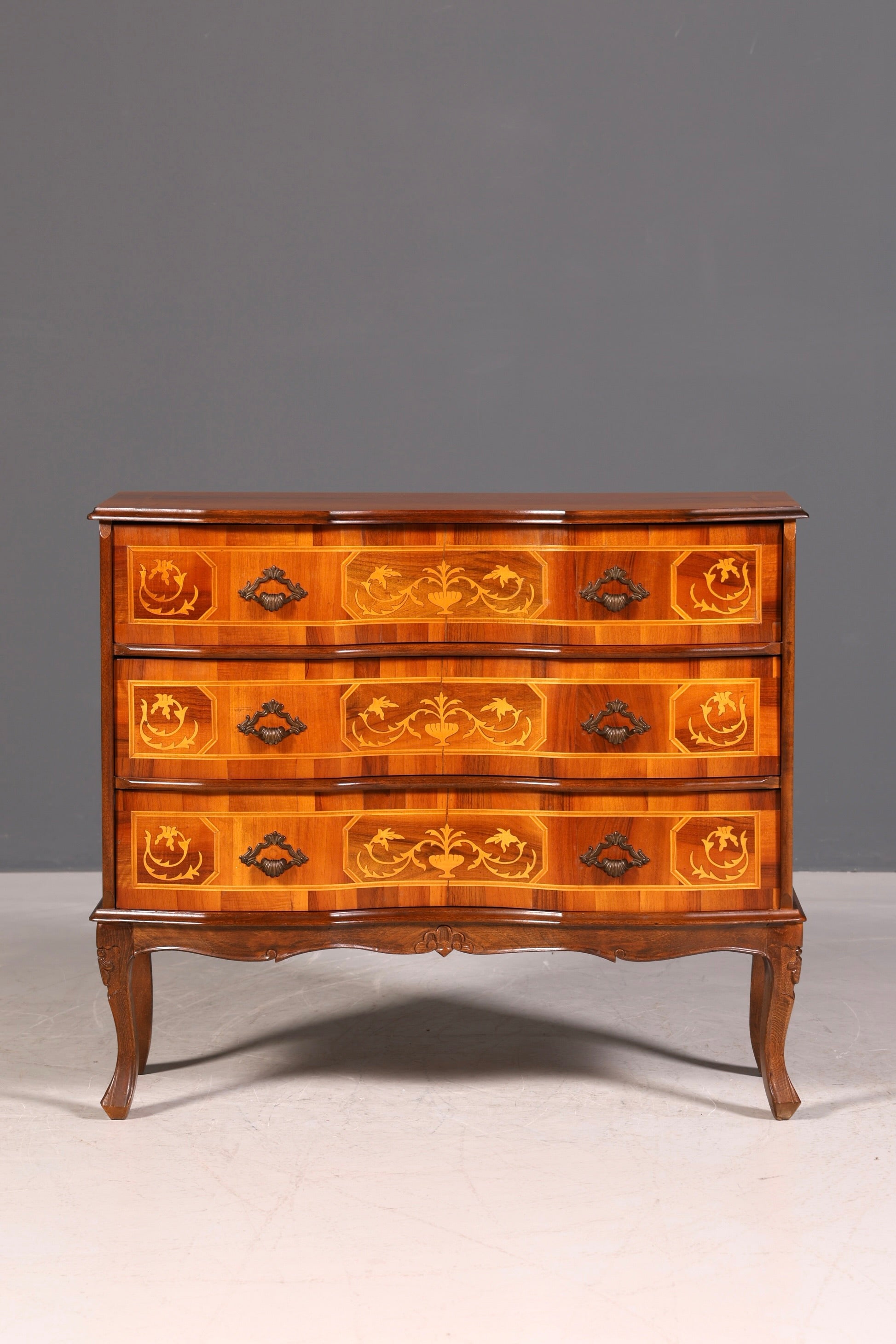 G023 Finish cm Traumhafte Kommode im Barock Stil Sideboard Intarsien echt Holz Schubladenkommode