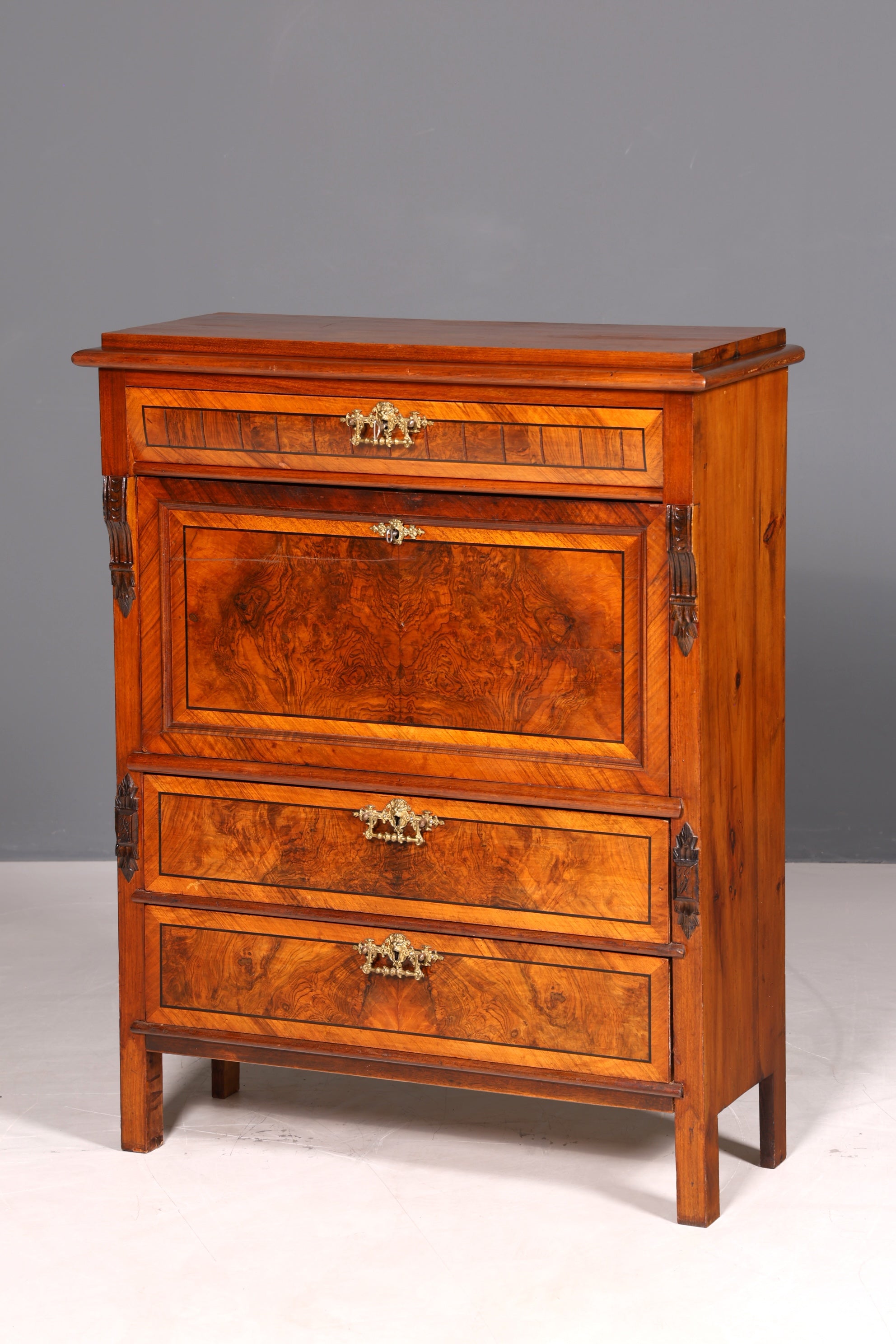 G517 Finish cm Wunderschöner Gründerzeit Sekretär Kommode Jugendstil Schubladenkommode Antik Vertiko (Kopie)