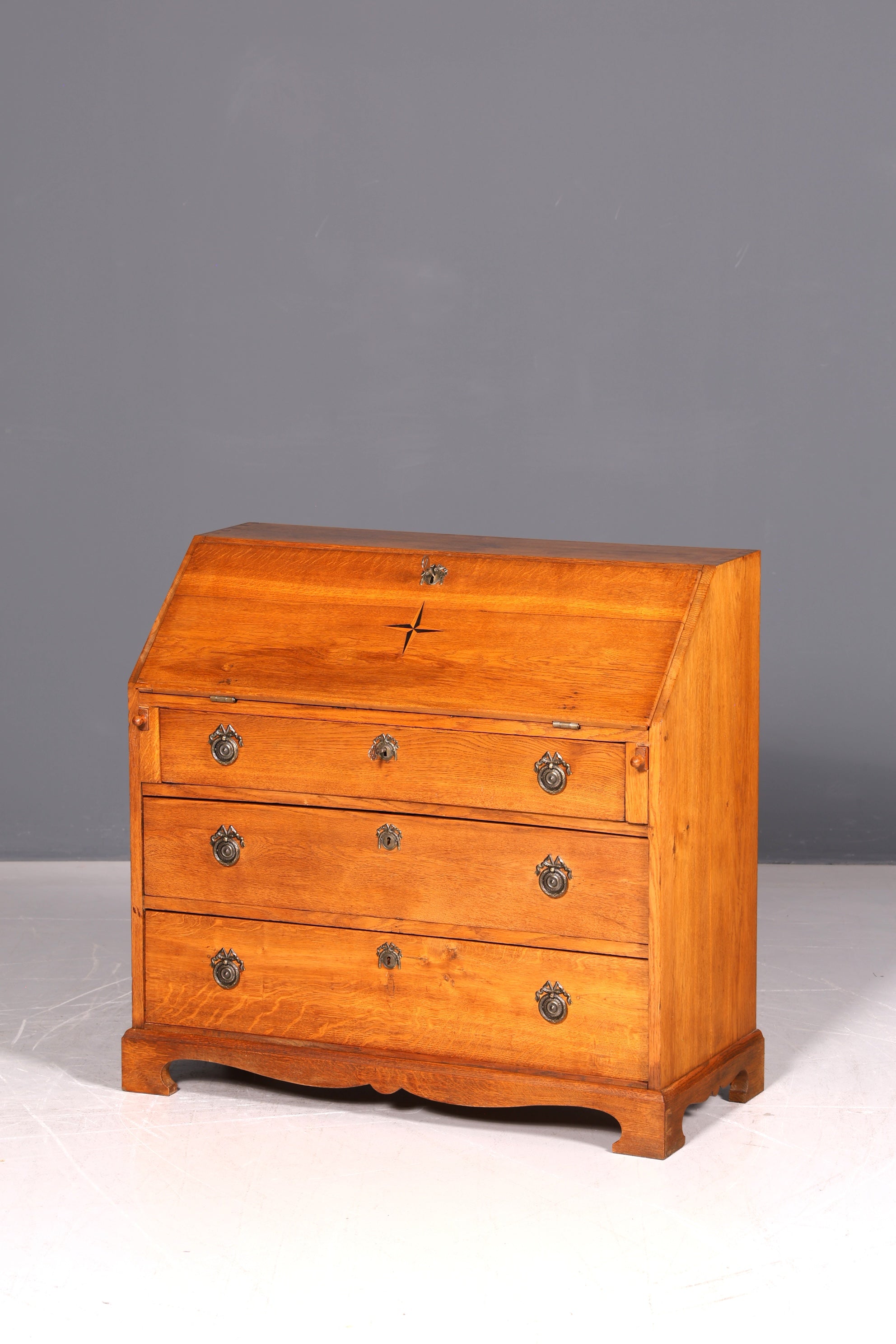 Wunderschöner Louis Seize Sekretär Echt Holz Eiche Schreibsekretär Barock Intarsien Antik Schreibtisch