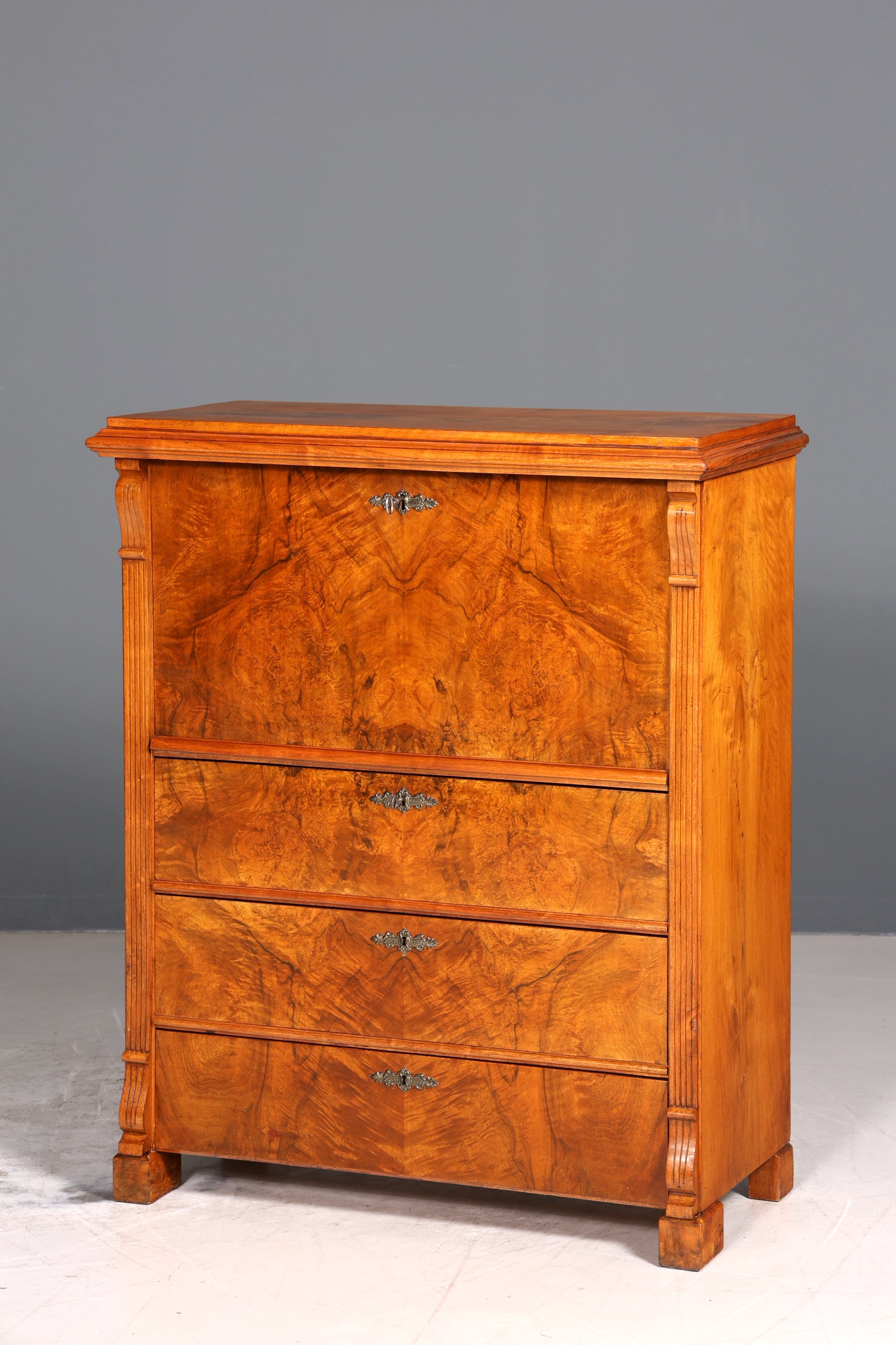 Stilvoller Biedermeier Sekretär Vertiko Louis Philippe Kommode Schubladenkommode