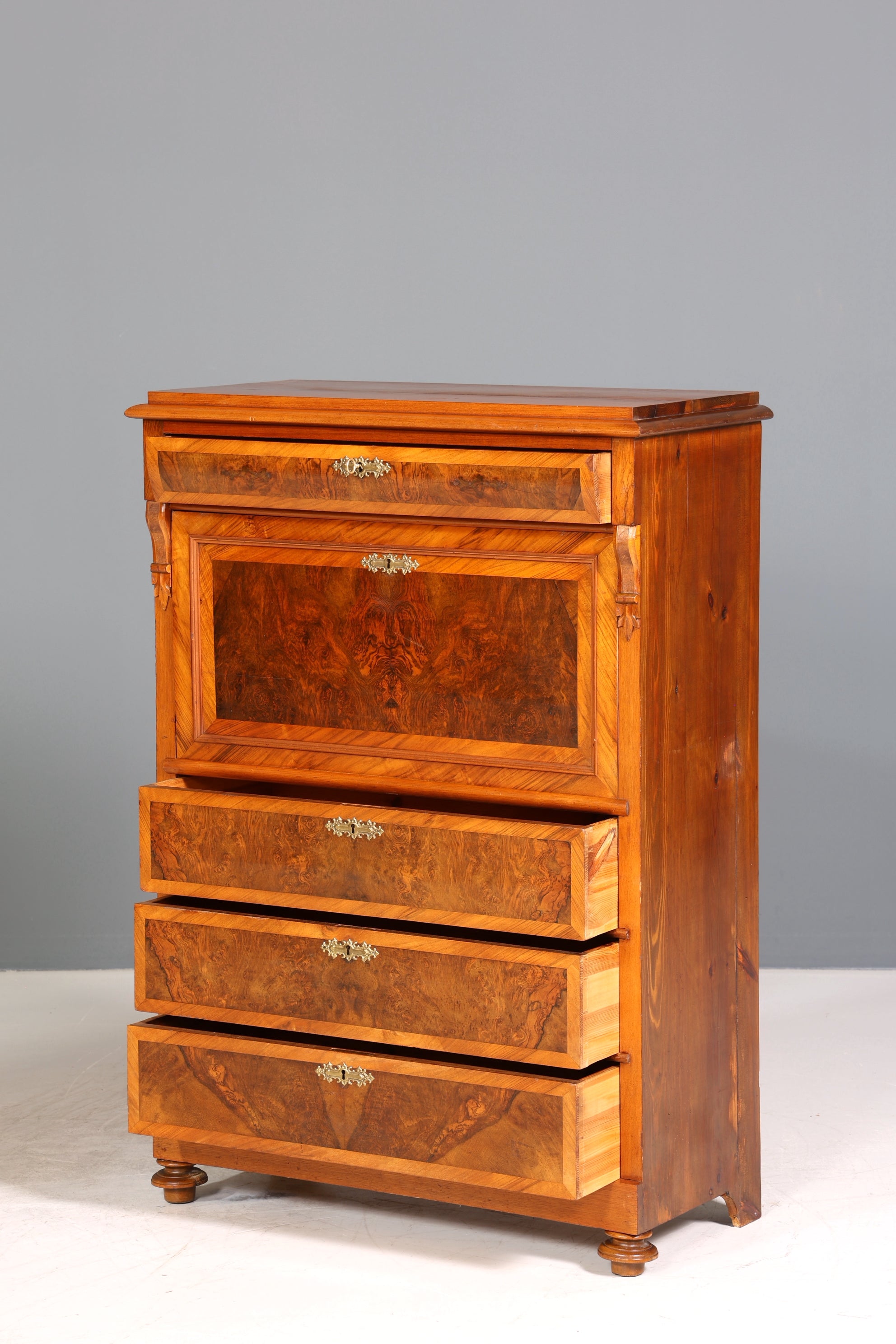 Stilvoller Gründerzeit Sekretär Vertiko Highboard Jugendstil Kommode Schrank um 1880