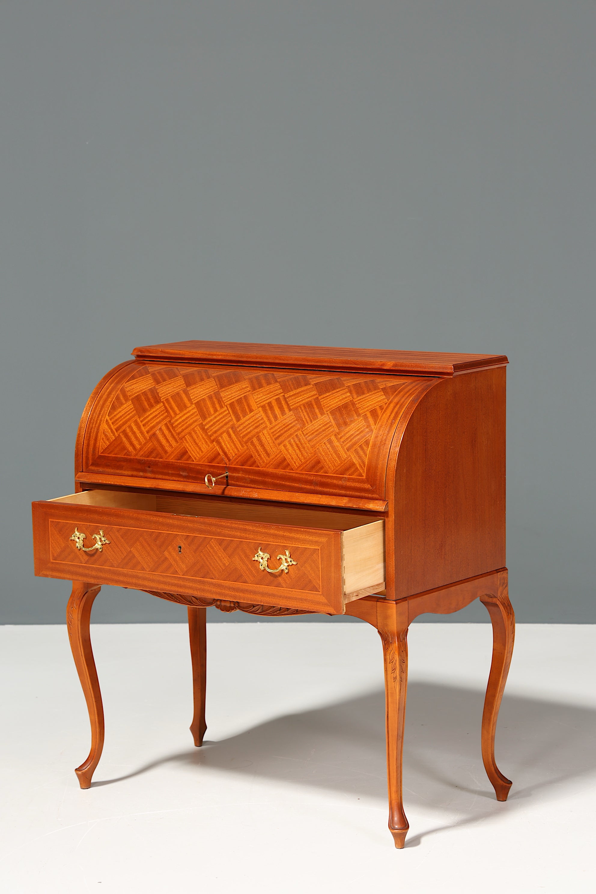 Stilvoller Schwedischer Rolladen Sekretär echt Holz Büro Kommode skandinavisches Design