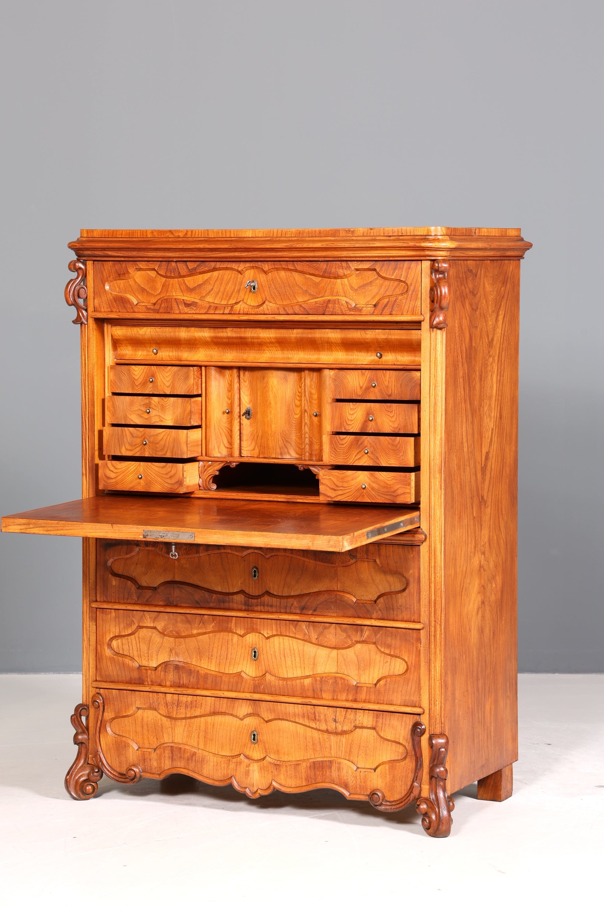 Edler Louis Philippe Sekretär um 1880 Gründerzeit Antik Vertiko Schrank Chiffoniere Schubladenkommode