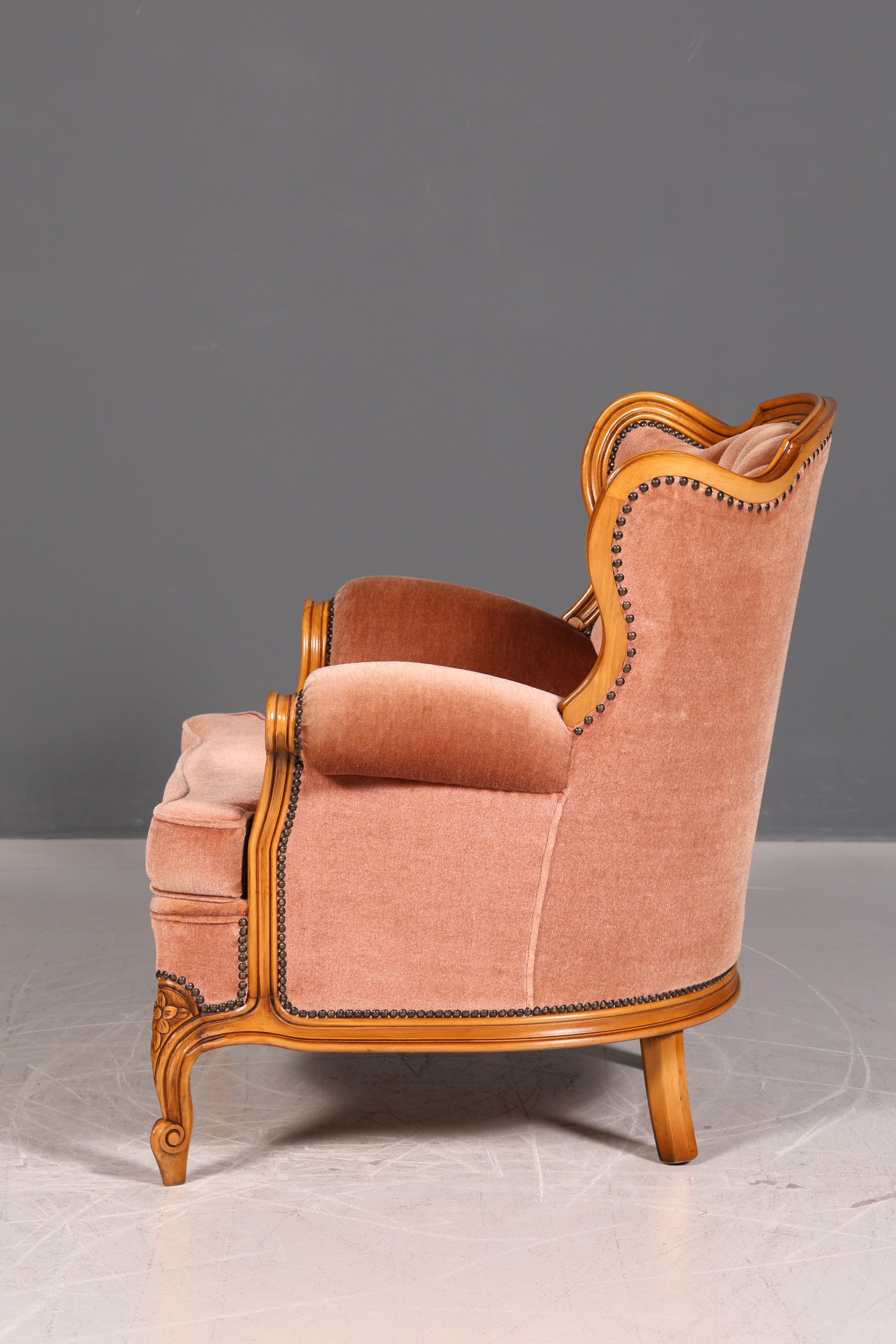 Chippendale Armchair Baroque Style Velvet Fabric Armchair Rococo Antique 4 of 4