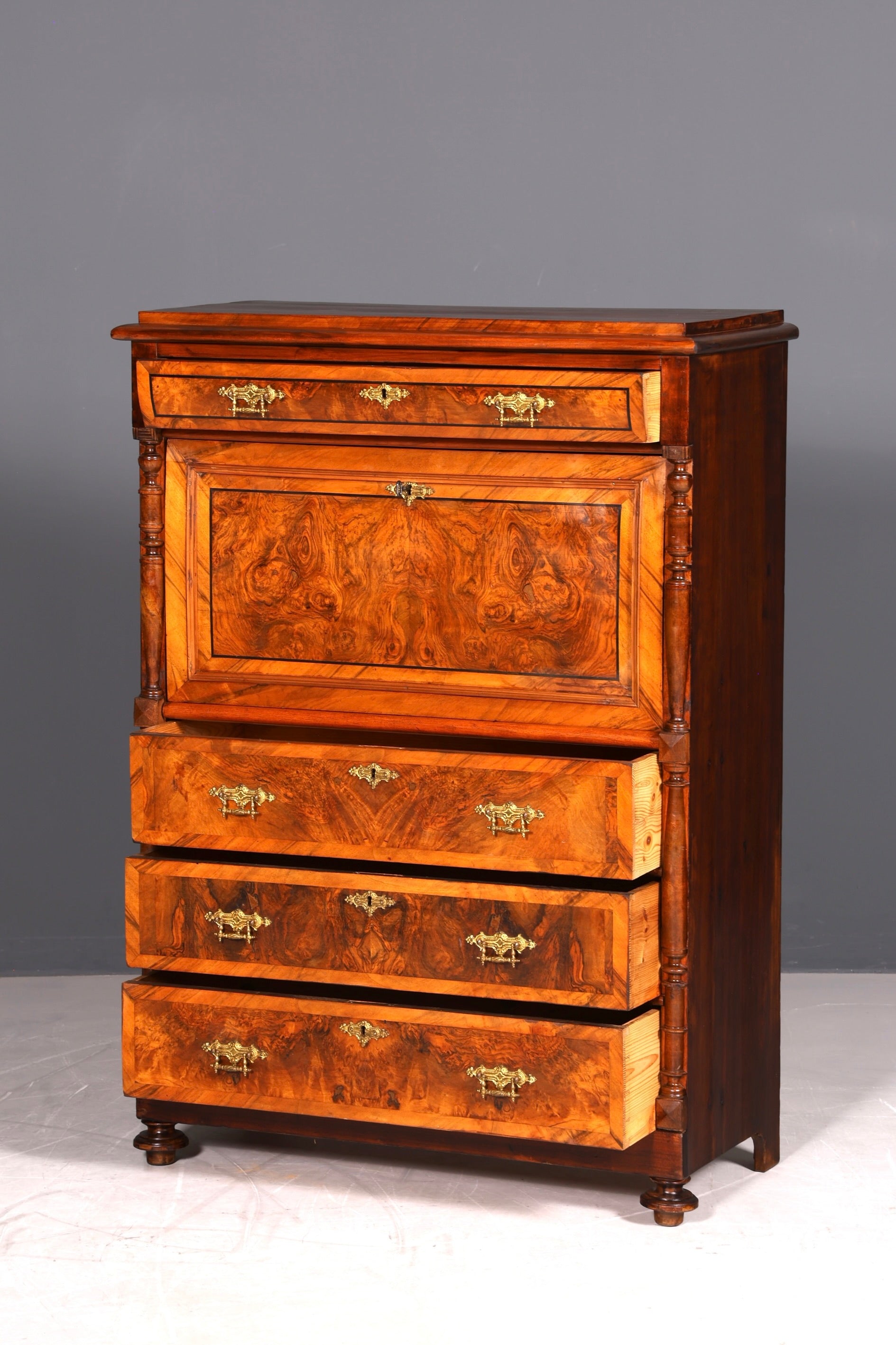 Wunderschöner Gründerzeit Sekretär Vertiko Highboard Louis Philippe Kommode Sekretär Schrank um 1880
