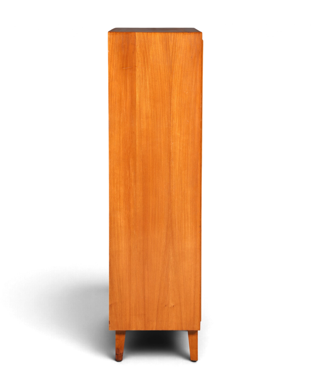 Hauptstadt Möblerei Mid Century Regal aus Holz mit schöner Maserung in Seitenansicht