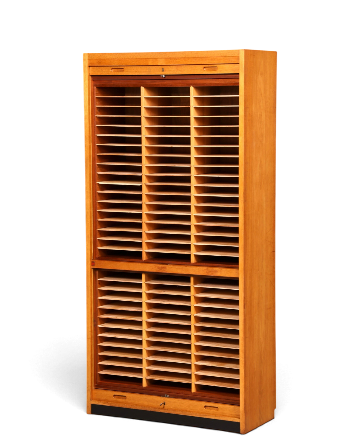 Schlichter Mid Century Rollladenschrank Bauhaus Vintage Apothekerschrank Art Deco Büro Aktenschrank