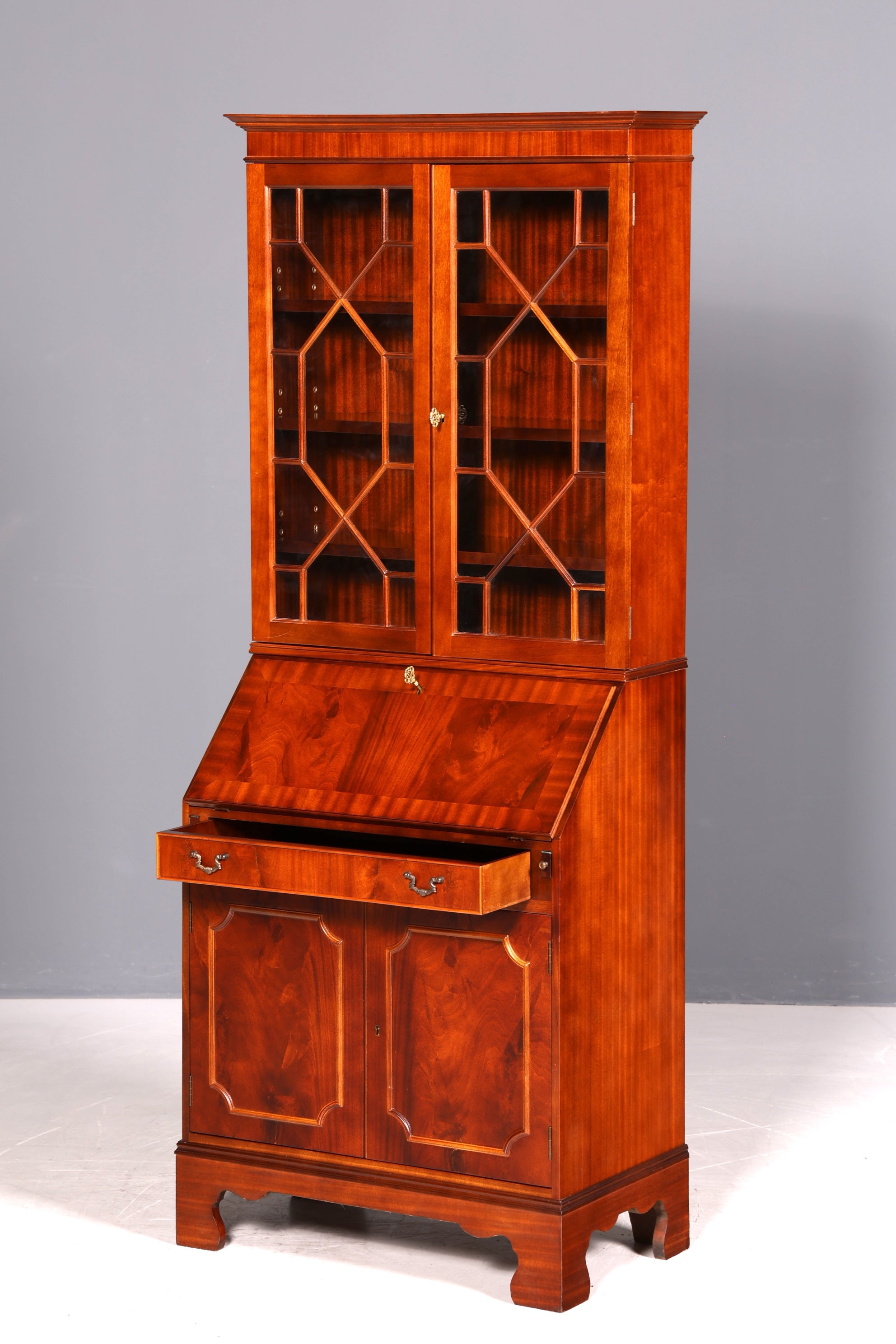 G401 Finish cm Wunderschöner Englischer Sekretär Büro Aufsatzsekretär Antik 60S Vitrinen Schrank UK (Kopie)