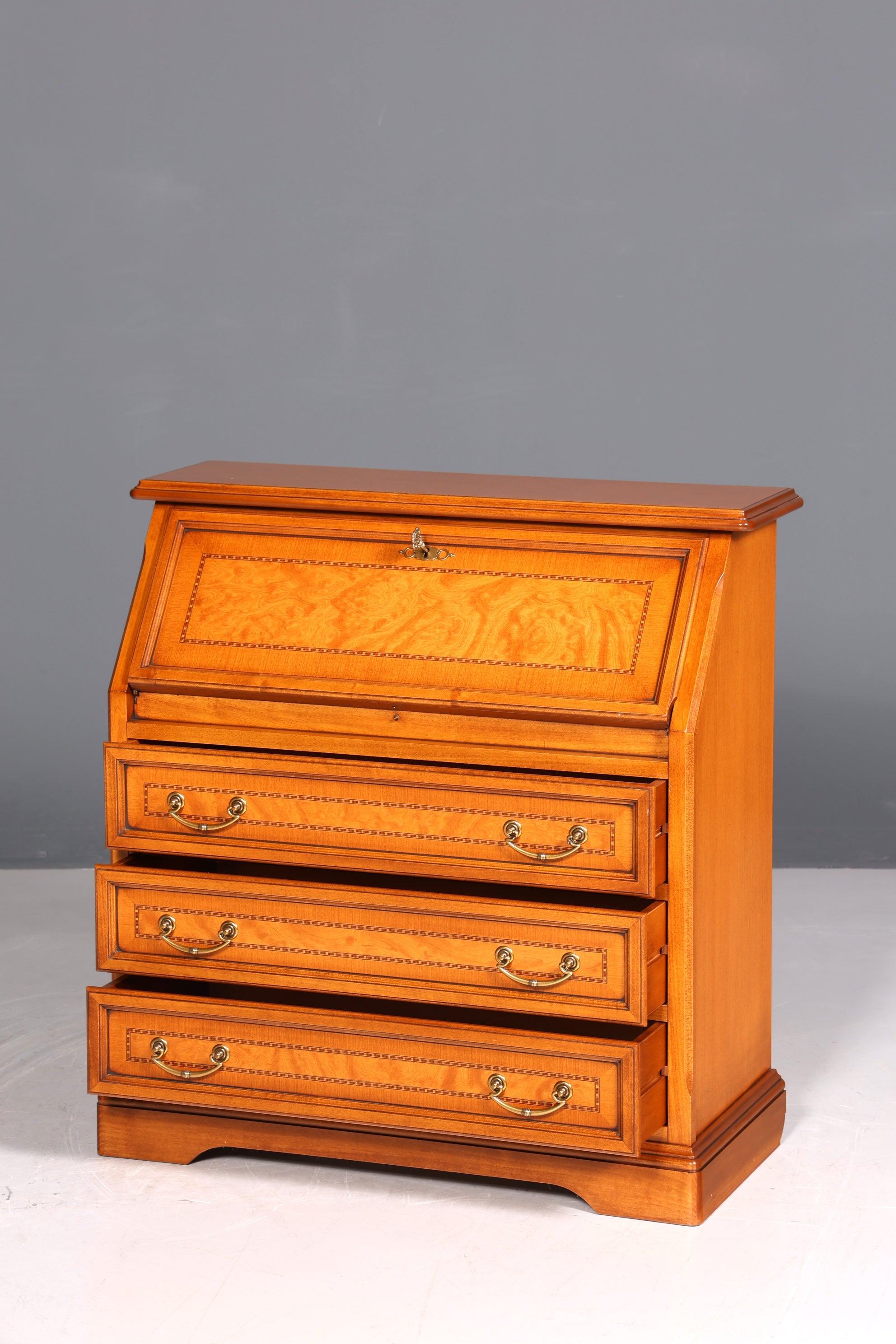 Beautiful original Selva secretary desk, antique style, real wood office desk, office chest of drawers