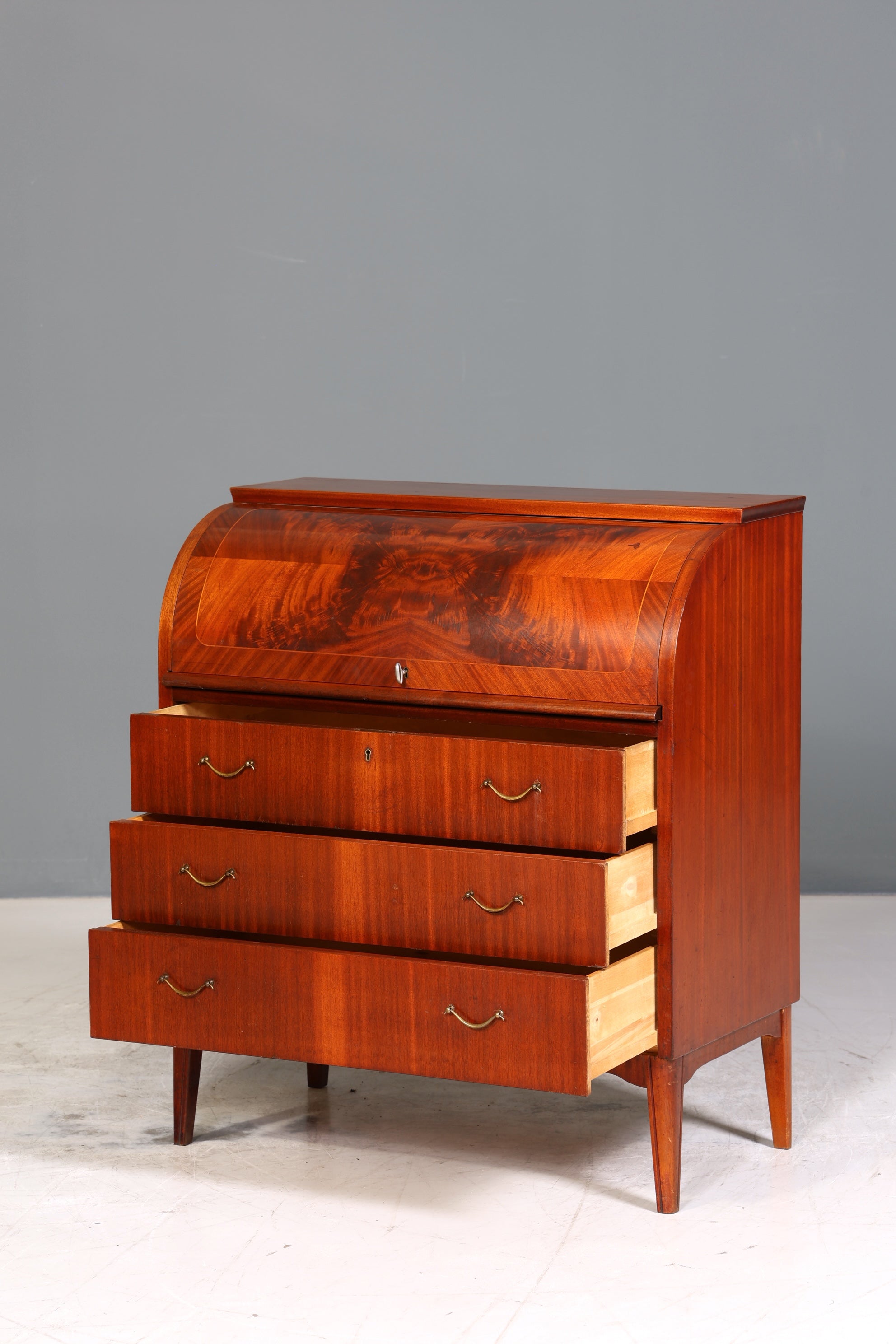 Traumhafter Mid Century Rollladen Sekretär Danish Design echt Holz Rollladen Kommode