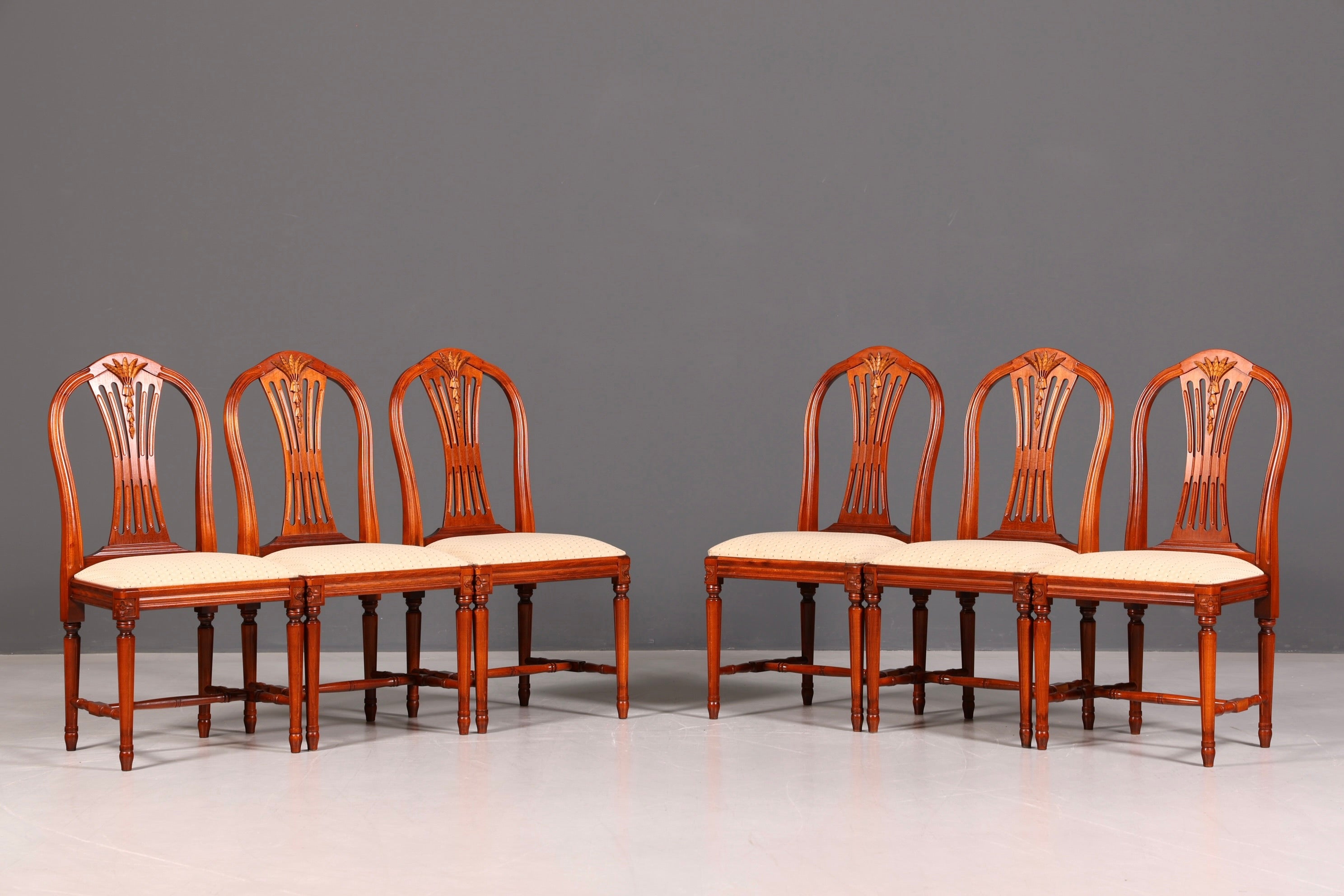 Edles 6er Set Stühle Gustavianischer Stil Englisch Esszimmerstühle Antik Polsterstuhl Set